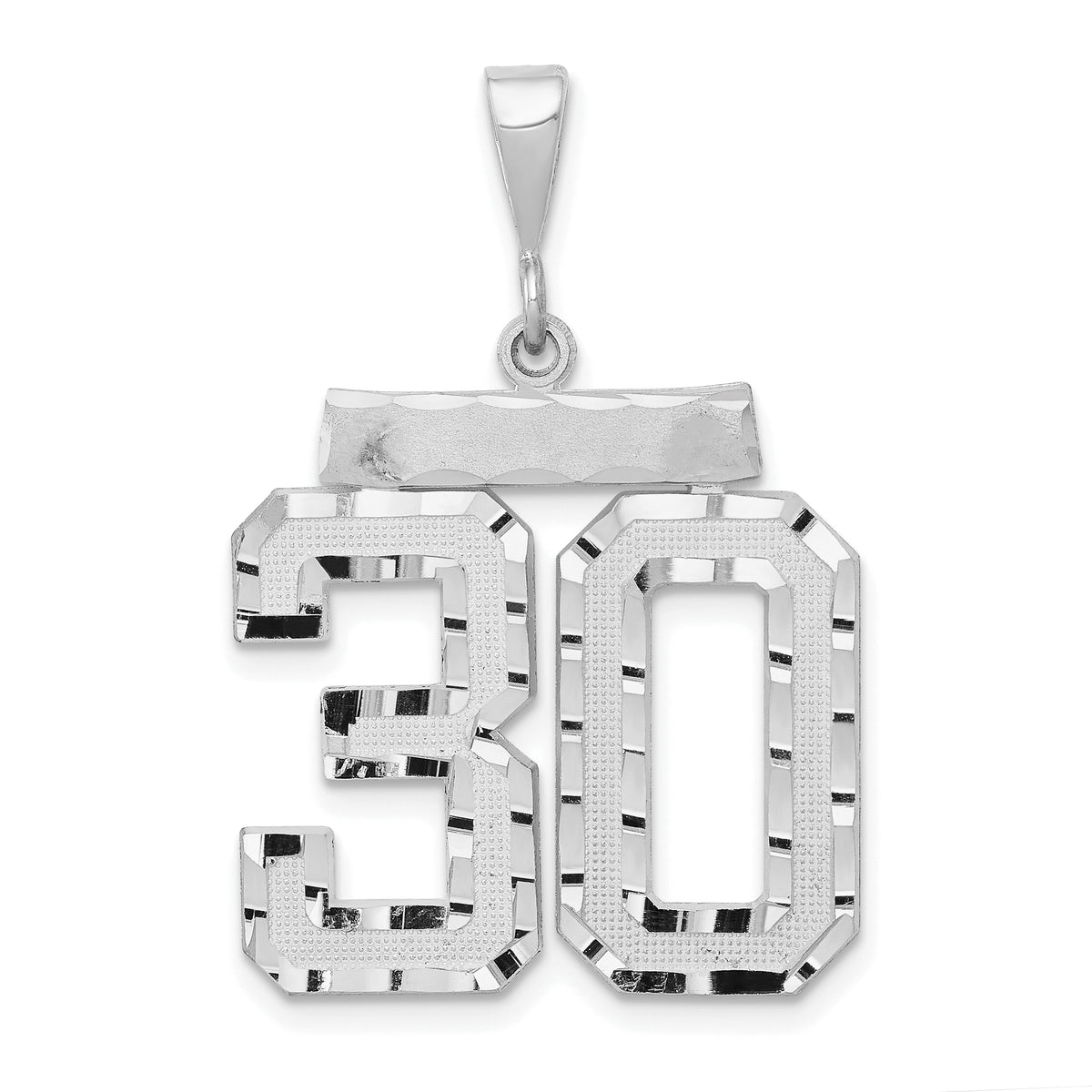 14kw Large Brushed Diamond-cut Number 30 Charm