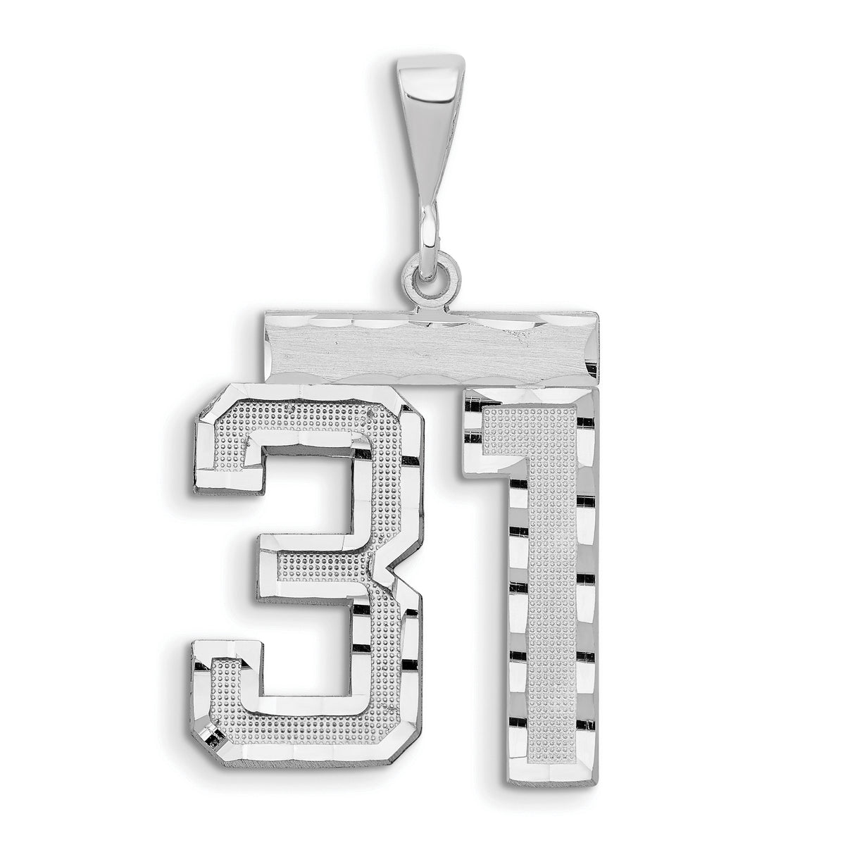 14kw Large Brushed Diamond-cut Number 31 Charm