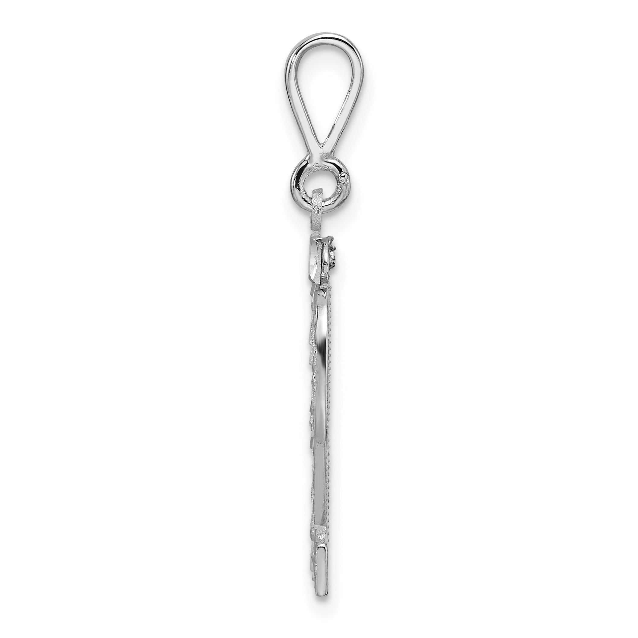 14K White Gold Large Diamond-cut Number 32 Charm Secondary image