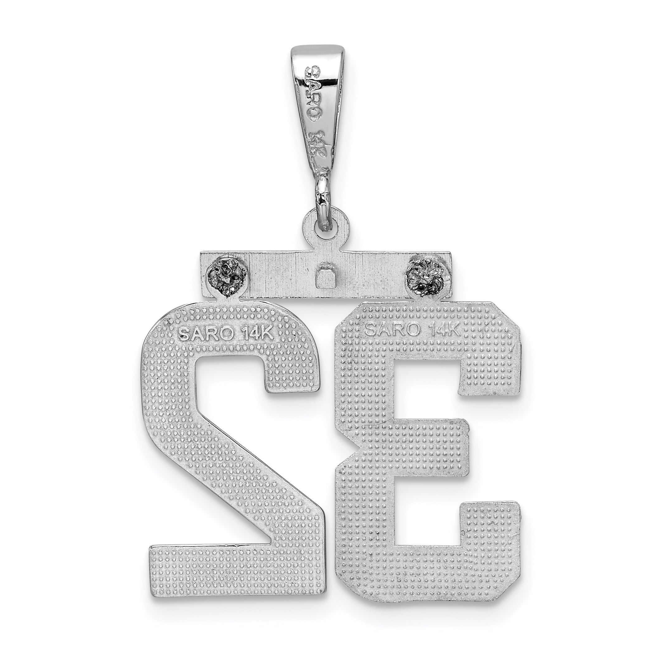 14K White Gold Large Diamond-cut Number 32 Charm