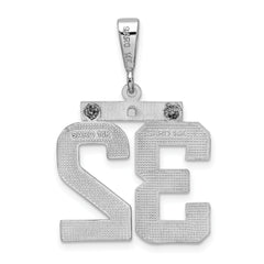 14K White Gold Large Diamond-cut Number 32 Charm