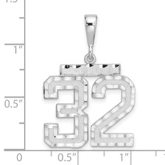14K White Gold Large Diamond-cut Number 32 Charm