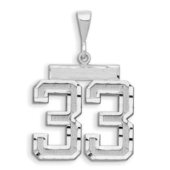 14kw Large Brushed Diamond-cut Number 33 Charm