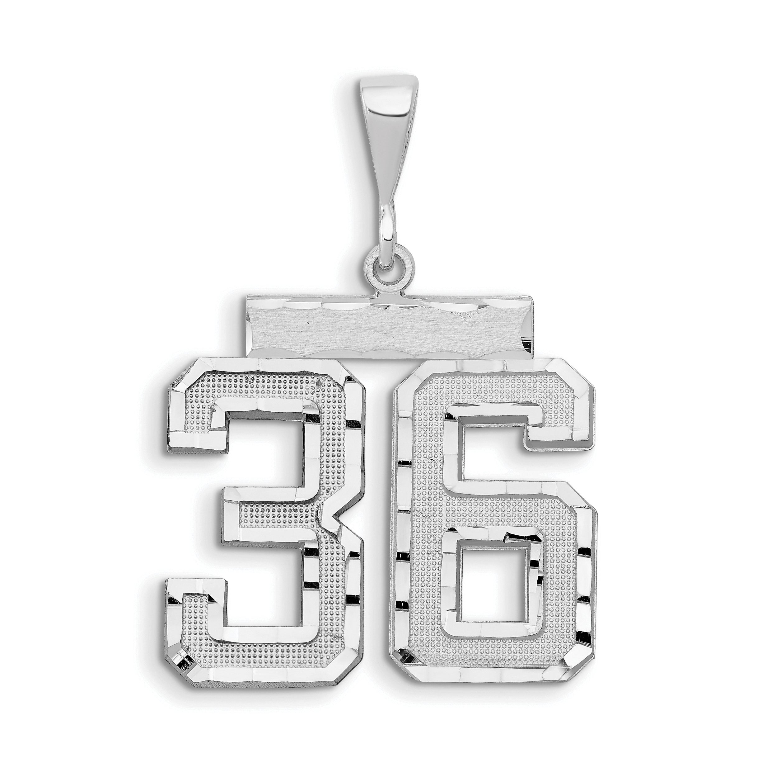 14kw Large Brushed Diamond-cut Number 36 Charm Main image