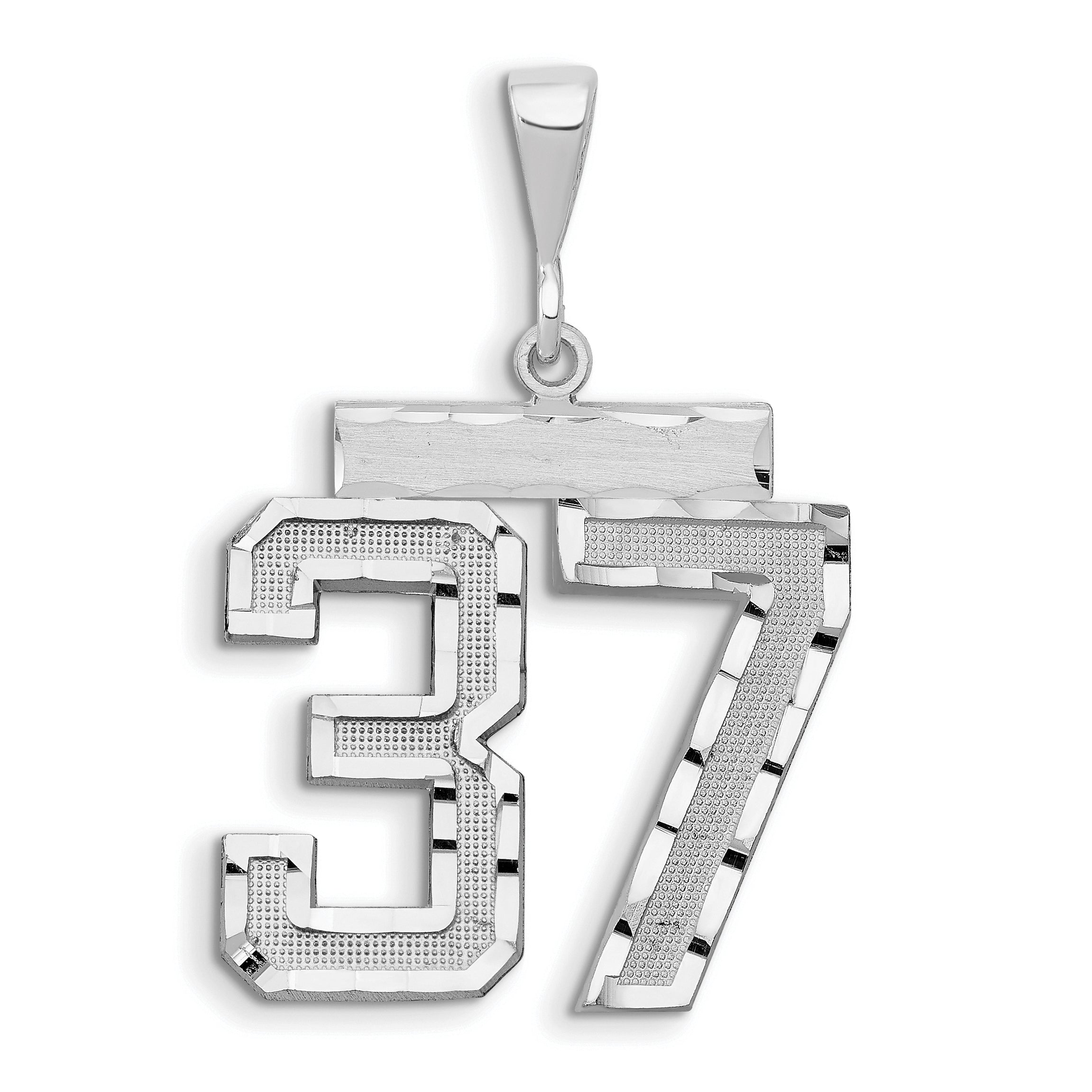 14kw Large Brushed Diamond-cut Number 37 Charm