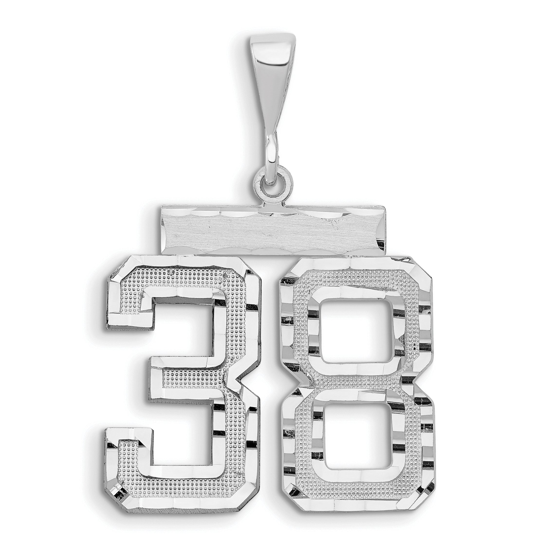 14kw Large Brushed Diamond-cut Number 38 Charm