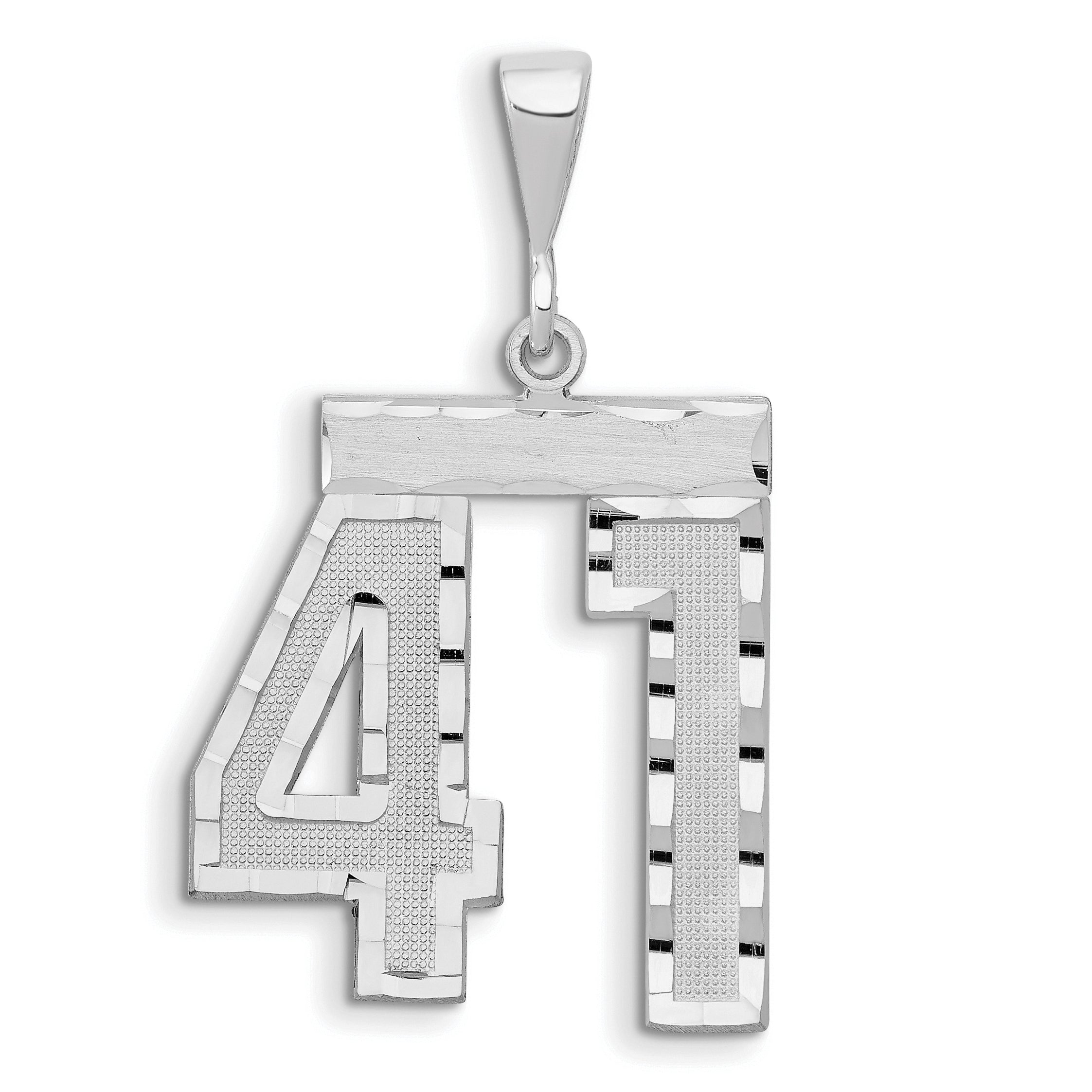 14kw Large Brushed Diamond-cut Number 41 Charm Main image