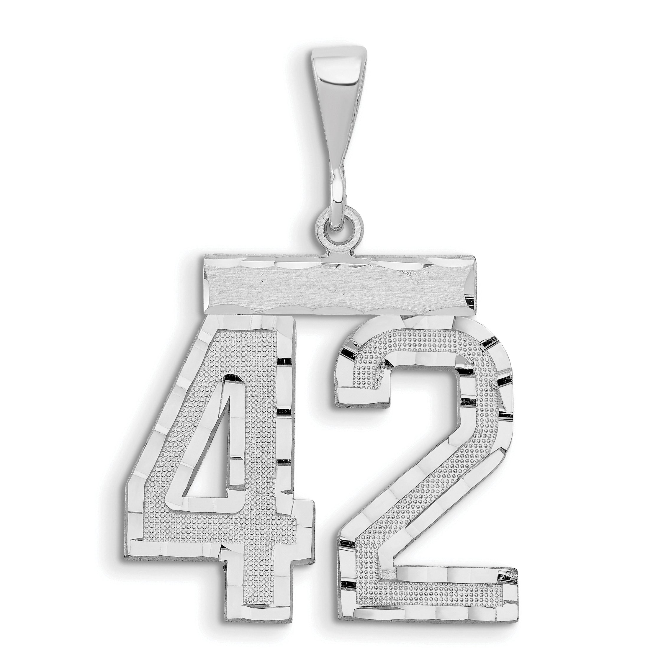 14kw Large Brushed Diamond-cut Number 42 Charm