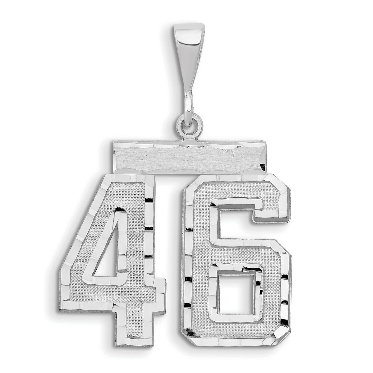 14kw Large Brushed Diamond-cut Number 46 Charm