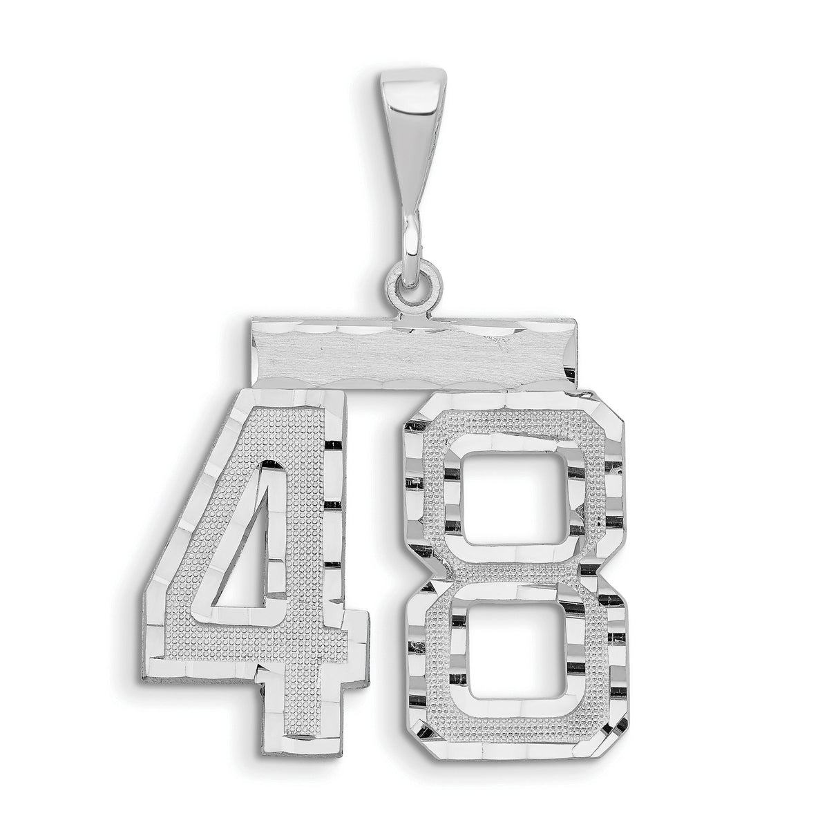 14kw Large Brushed Diamond-cut Number 48 Charm