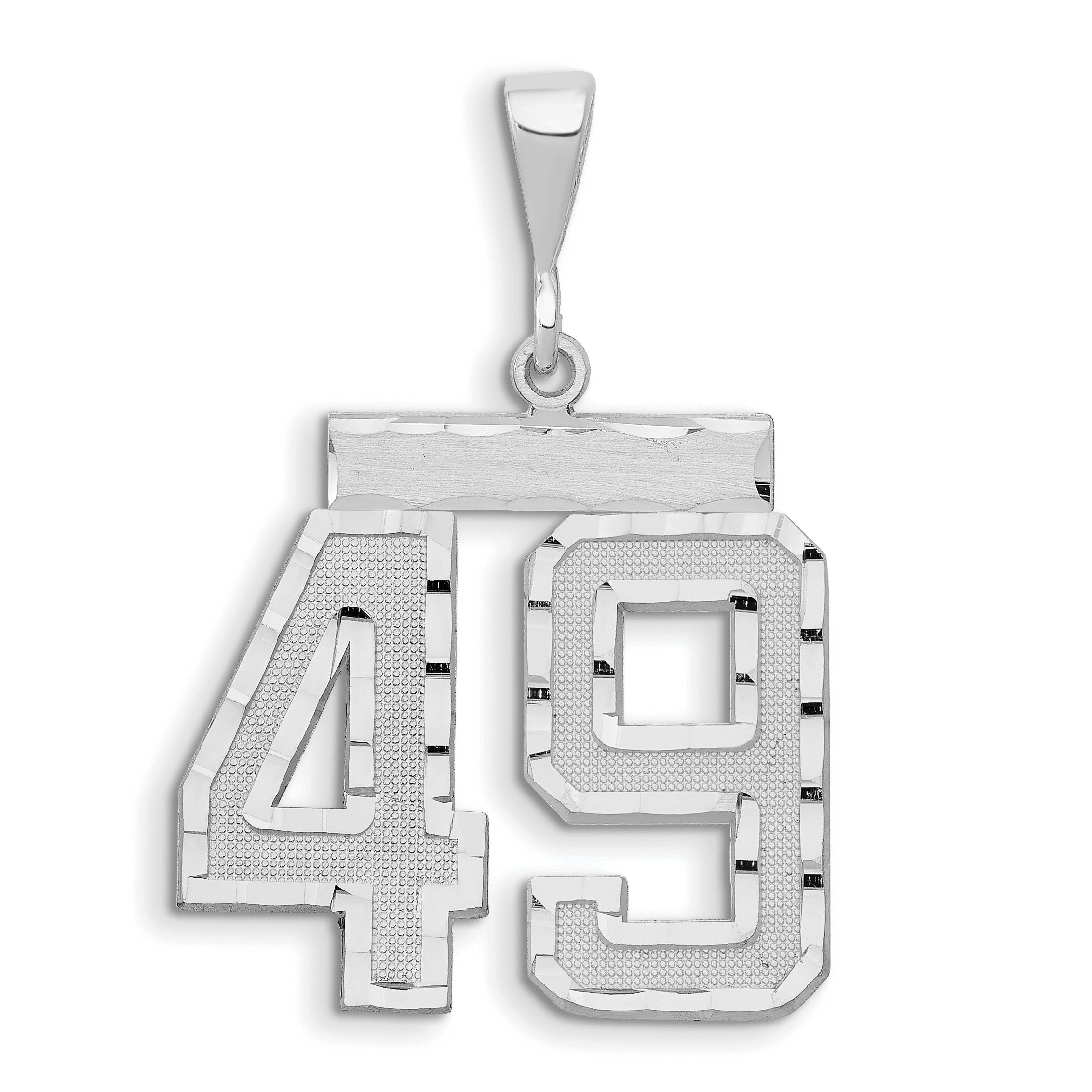 14kw Large Brushed Diamond-cut Number 49 Charm