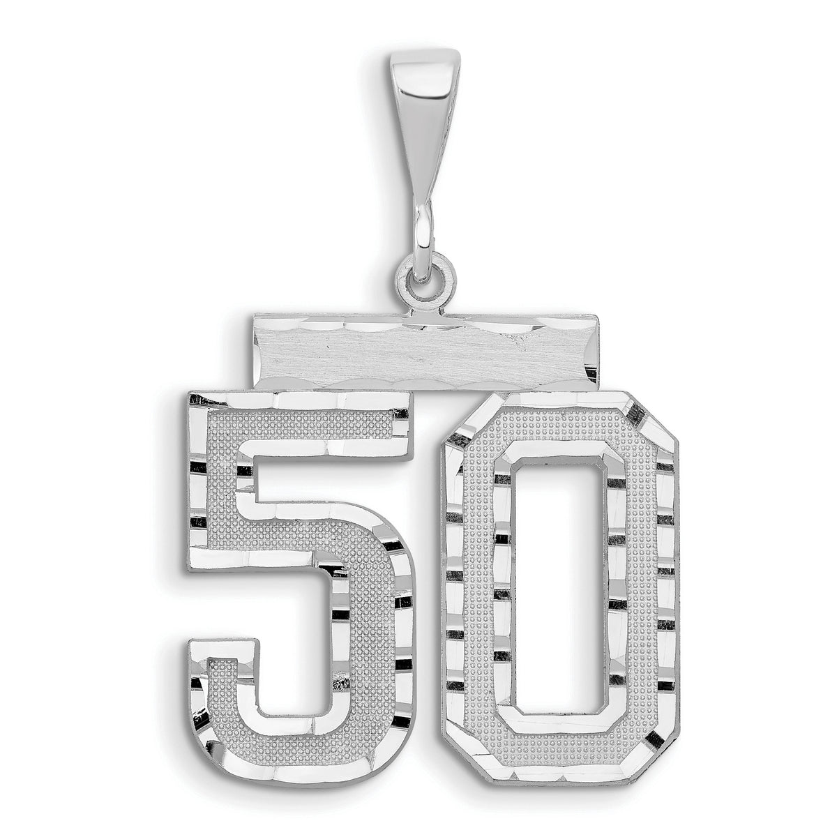 14kw Large Brushed Diamond-cut Number 50 Charm