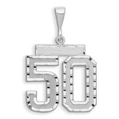14kw Large Brushed Diamond-cut Number 50 Charm