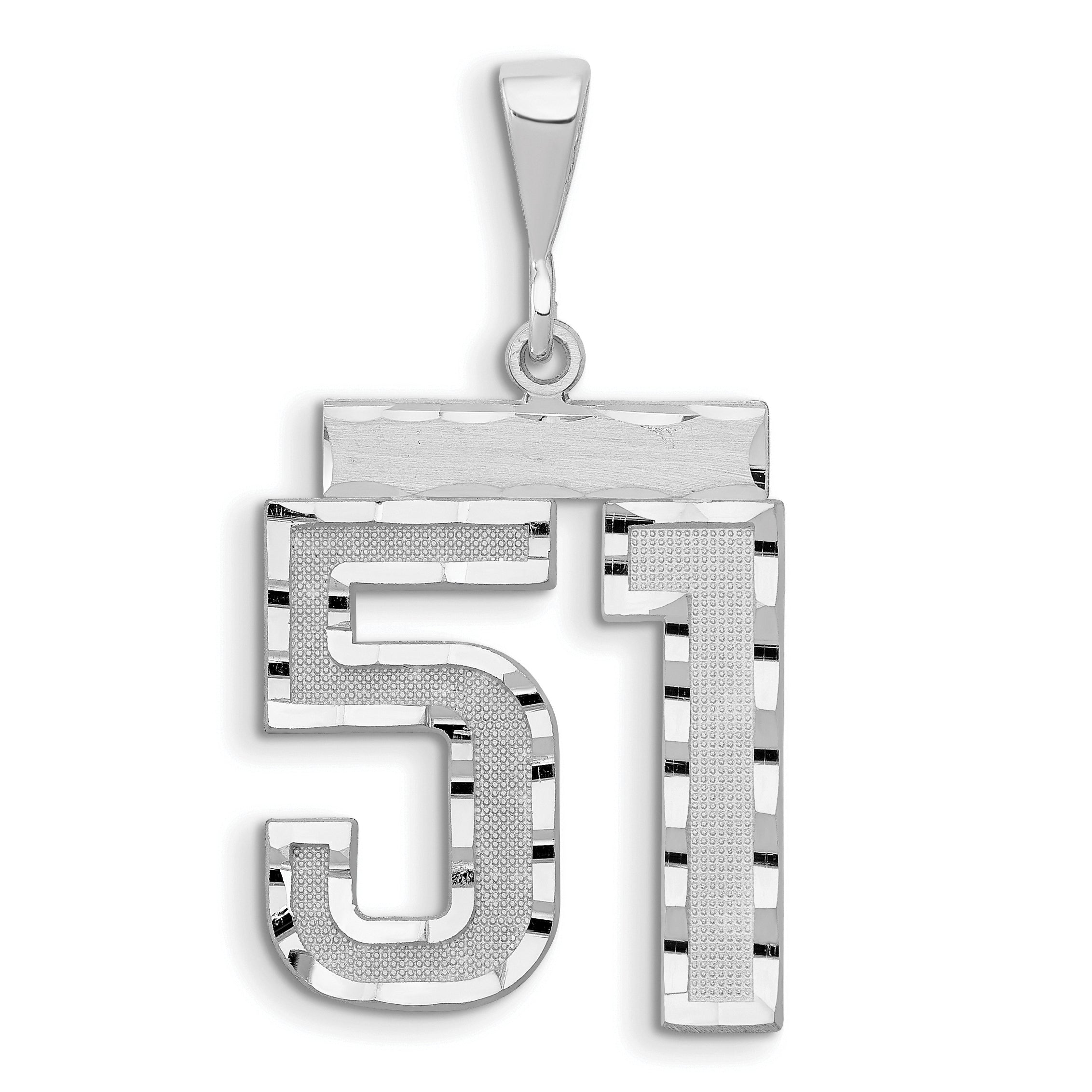 14kw Large Brushed Diamond-cut Number 51 Charm