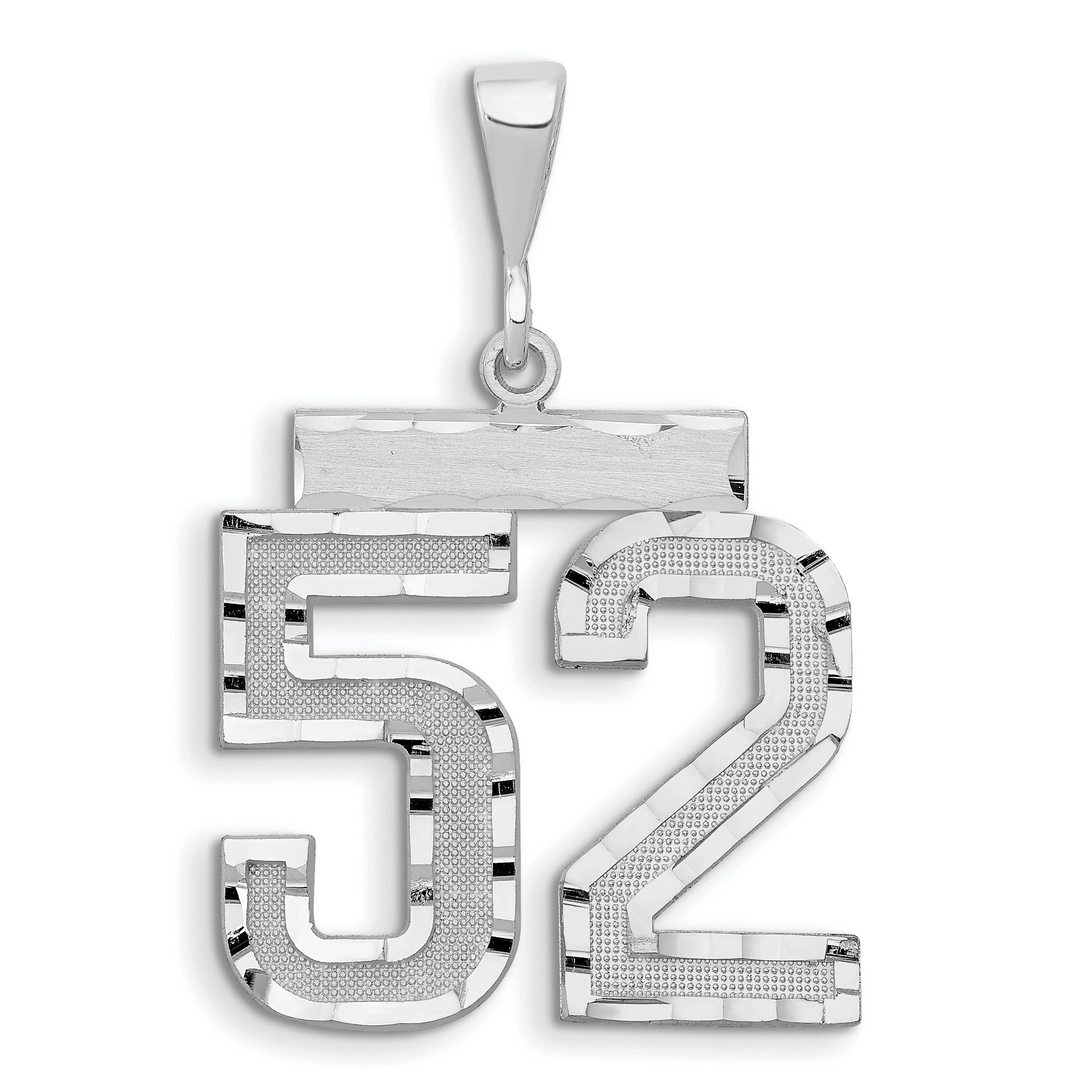 14kw Large Brushed Diamond-cut Number 52Charm Main image