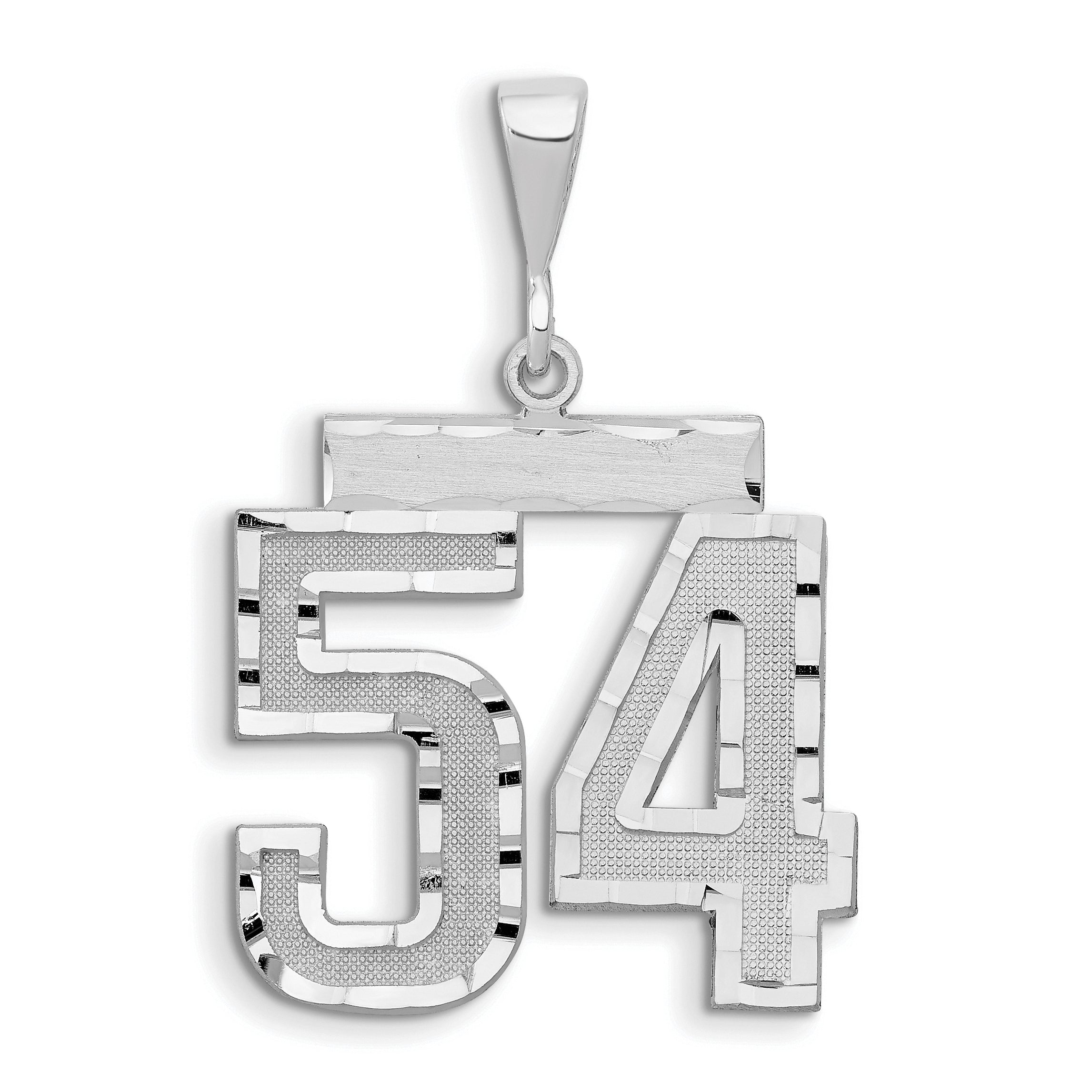14kw Large Brushed Diamond-cut Number 54 Charm Main image