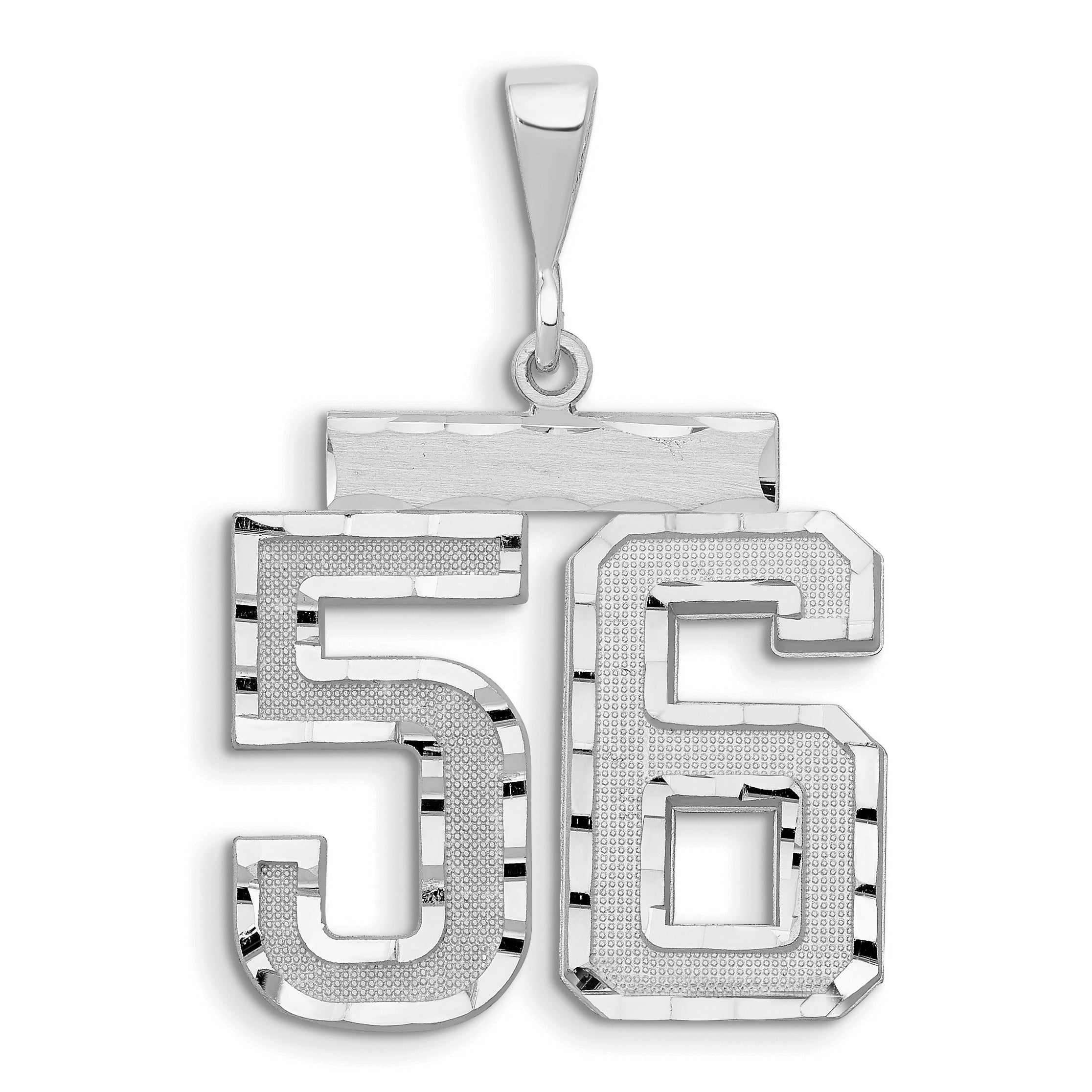 14kw Large Brushed Diamond-cut Number 56 Charm Main image