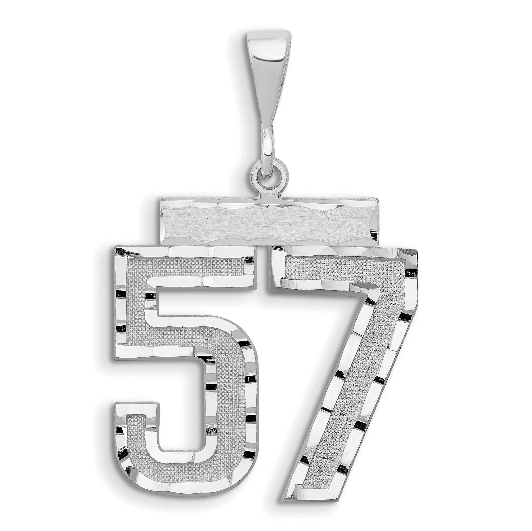 14kw Large Brushed Diamond-cut Number 57 Charm Main image