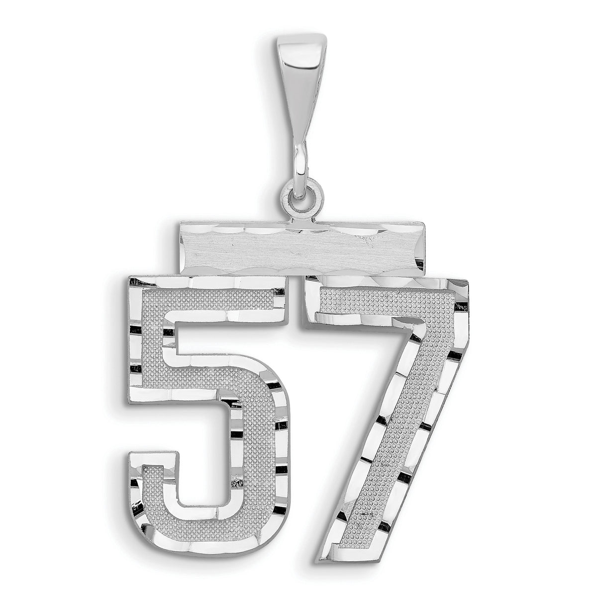 14kw Large Brushed Diamond-cut Number 57 Charm