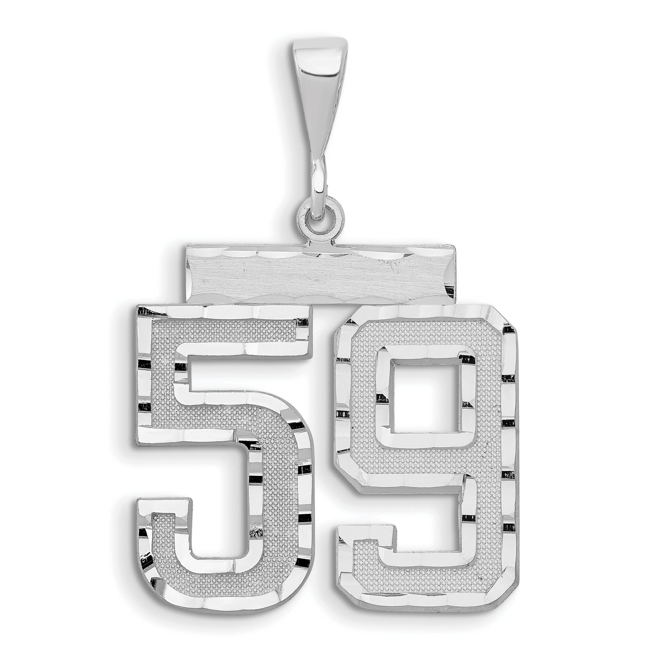 14kw Large Brushed Diamond-cut Number 59 Charm Main image