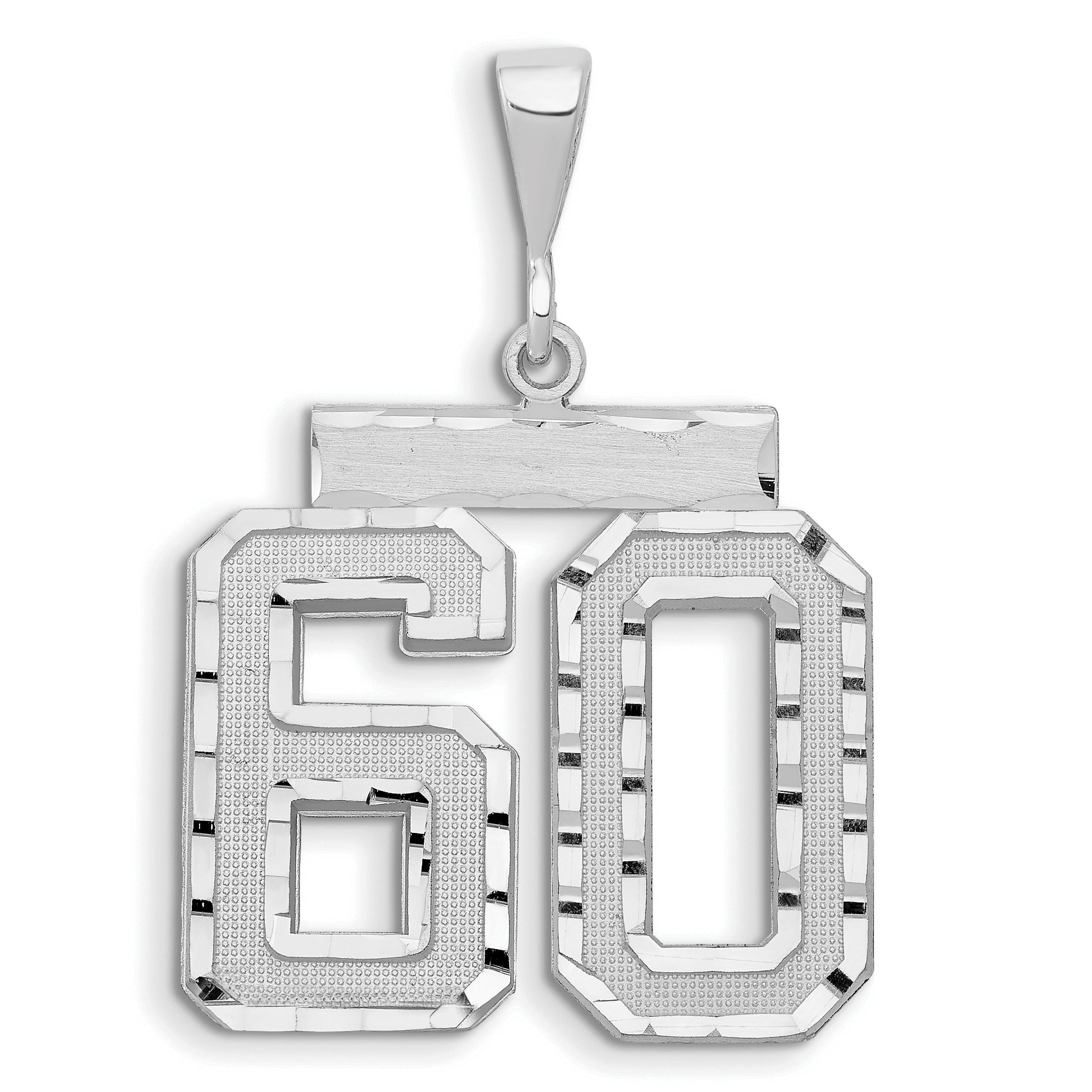 14kw Large Brushed Diamond-cut Number 60 Charm Main image