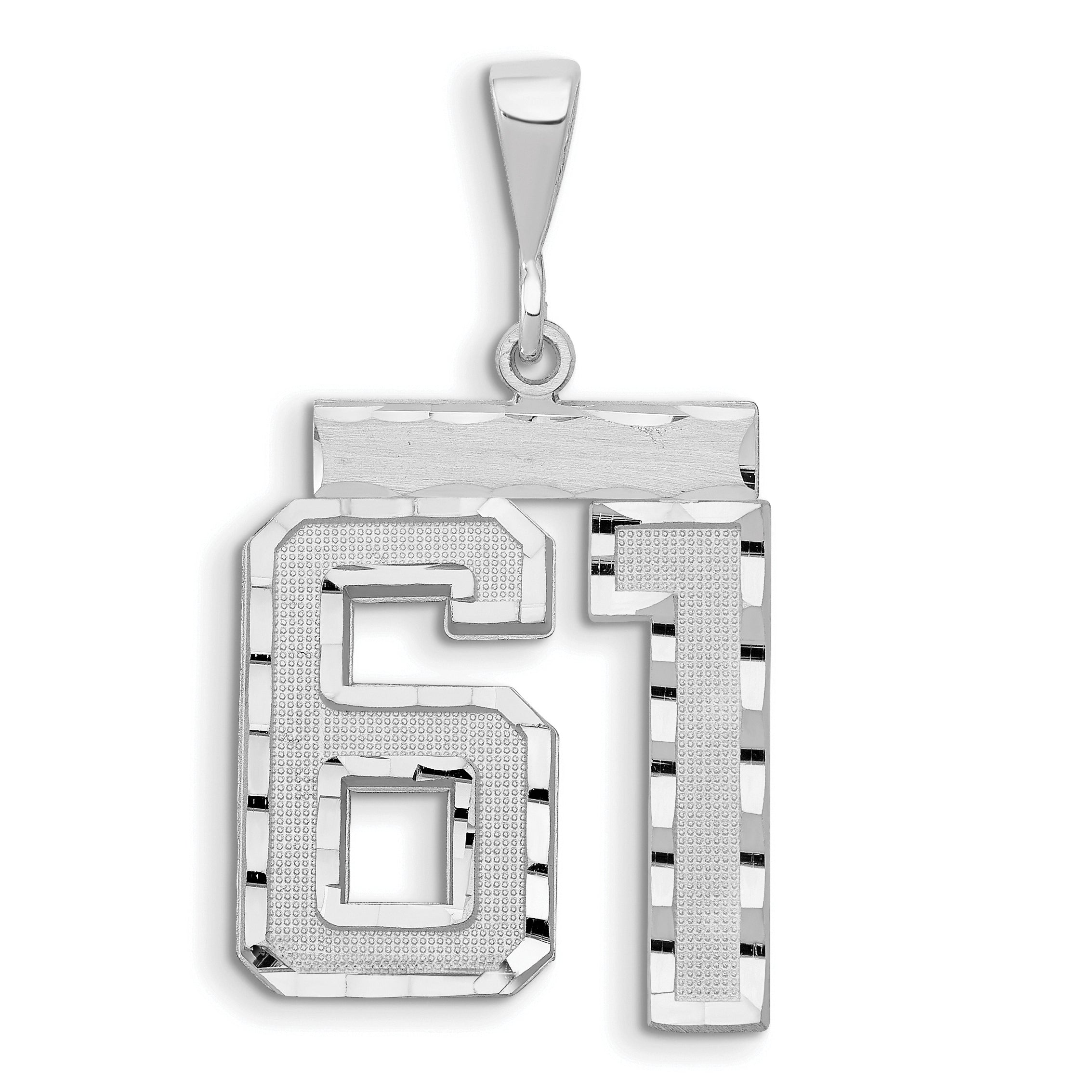 14kw Large Brushed Diamond-cut Number 61 Charm Main image