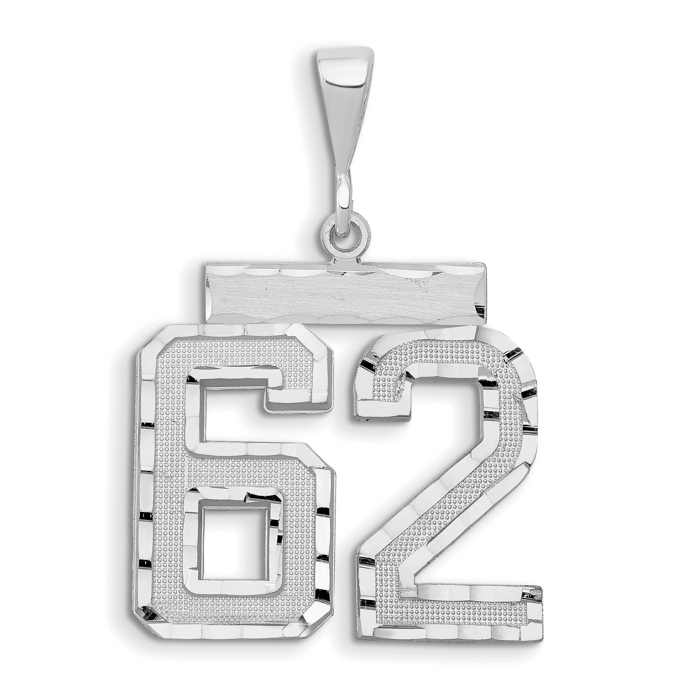 14kw Large Brushed Diamond-cut Number 62 Charm Main image