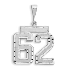 14kw Large Brushed Diamond-cut Number 62 Charm