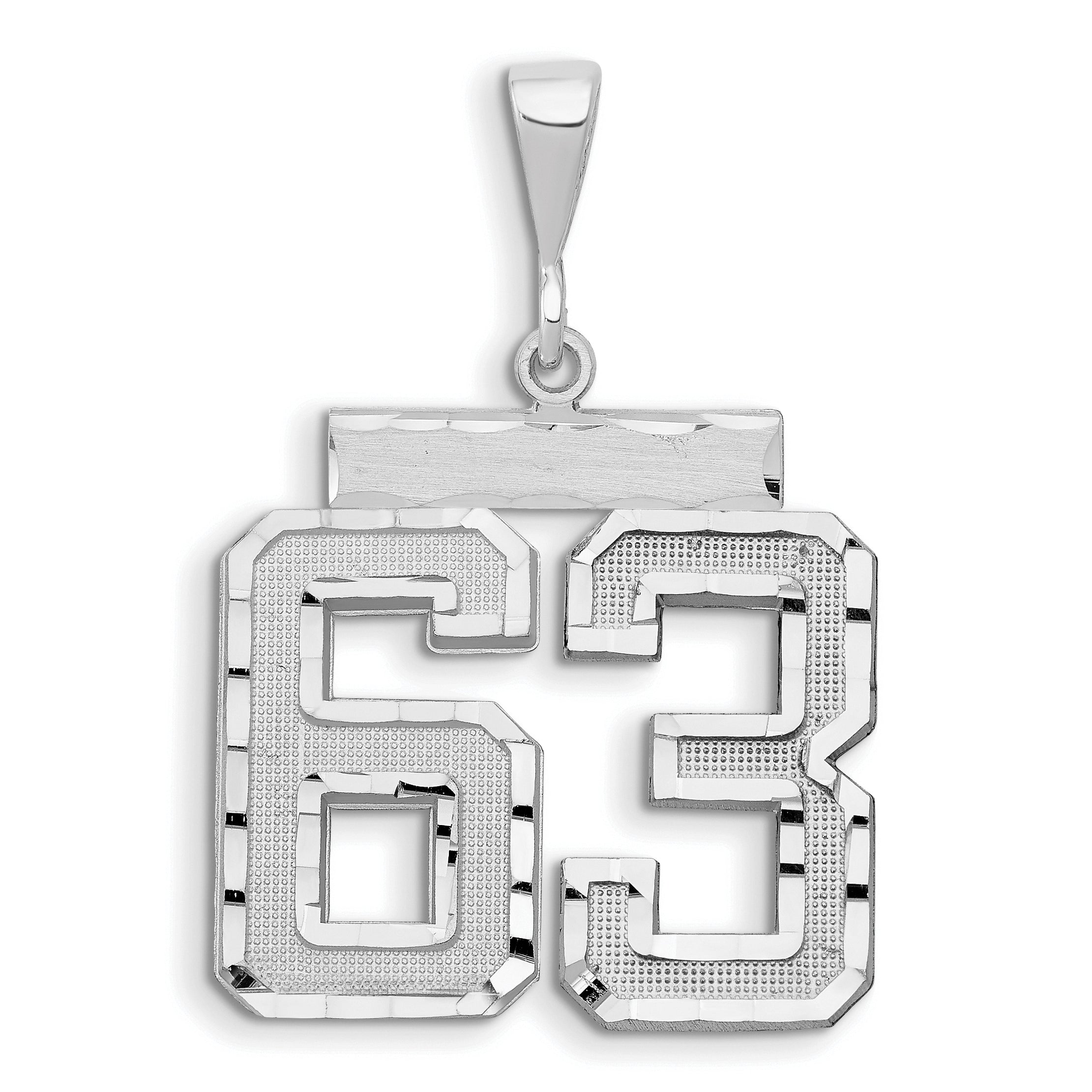 14kw Large Brushed Diamond-cut Number 63 Charm Main image