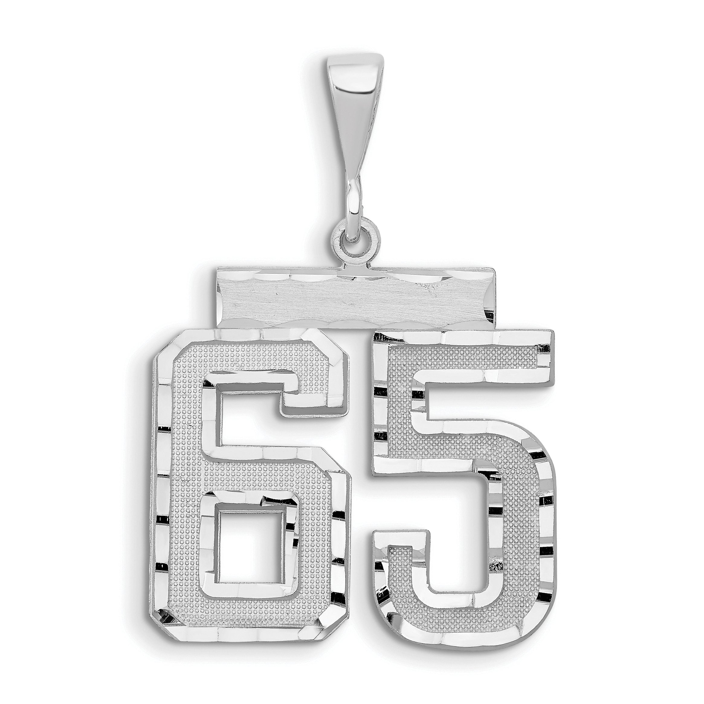 14kw Large Brushed Diamond-cut Number 65 Charm