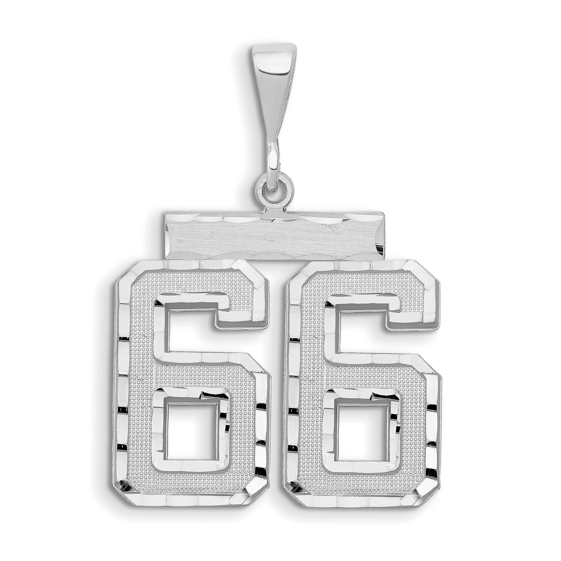 14kw Large Brushed Diamond-cut Number 66 Charm Main image