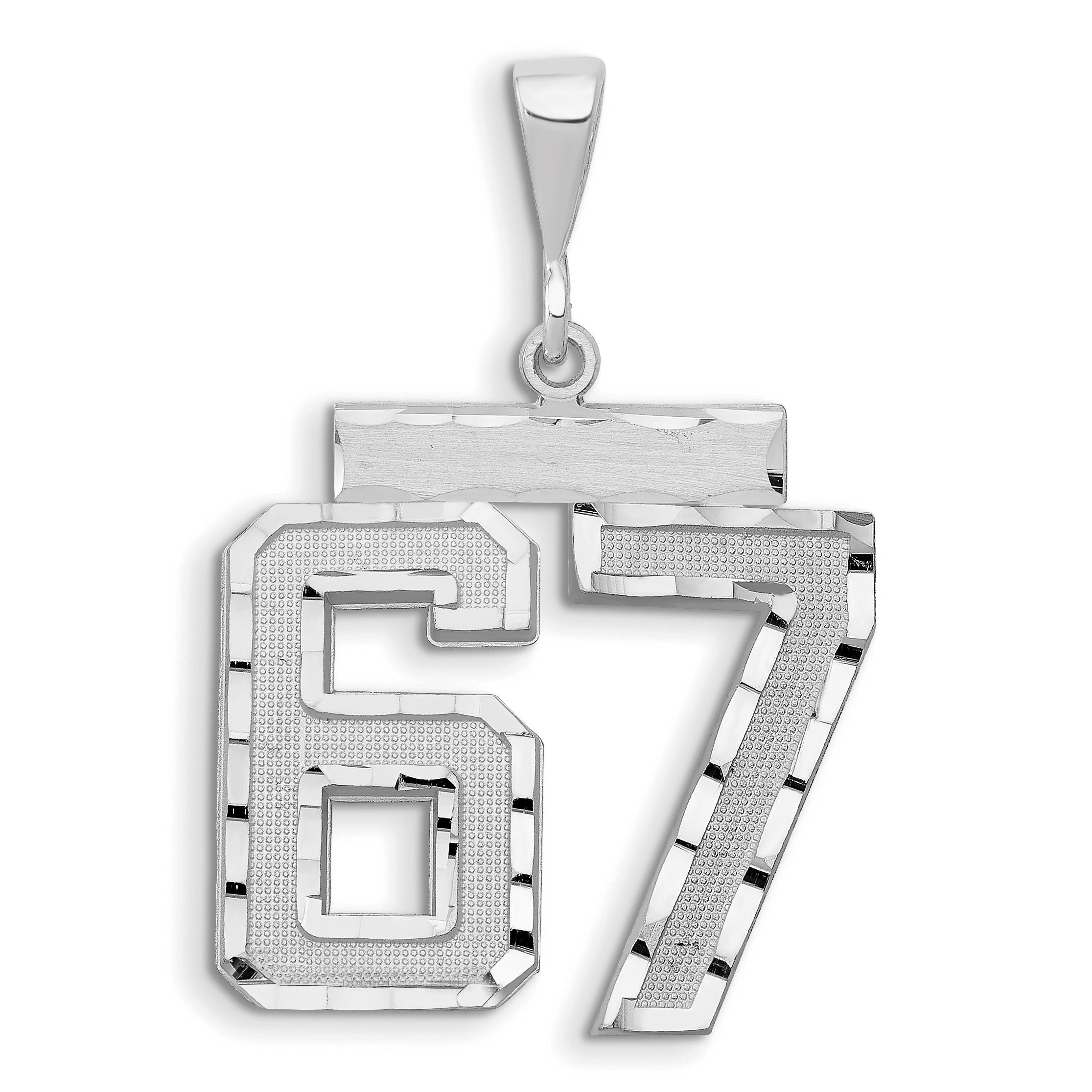 14kw Large Brushed Diamond-cut Number 67 Charm Main image