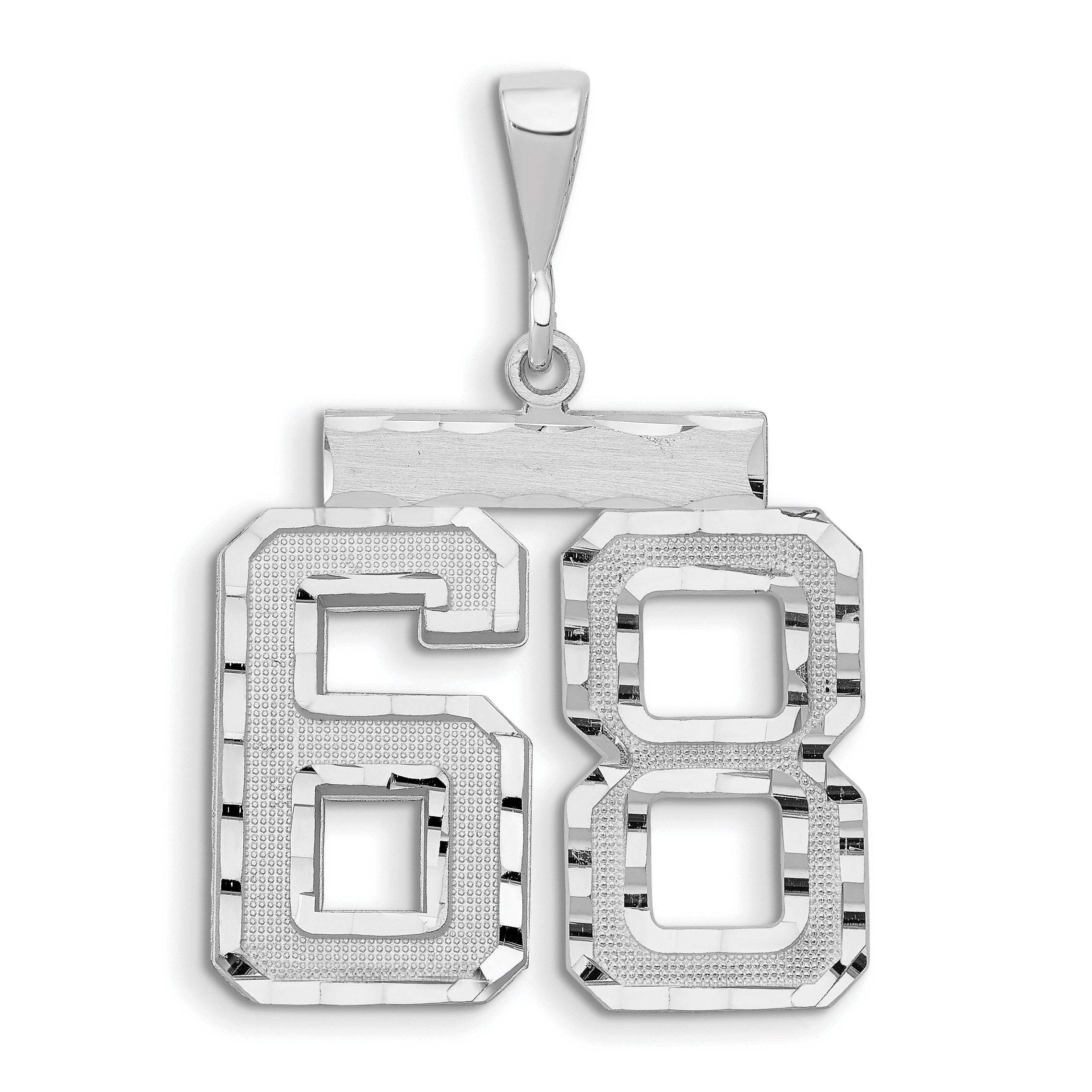 14kw Large Brushed Diamond-cut Number 68 Charm