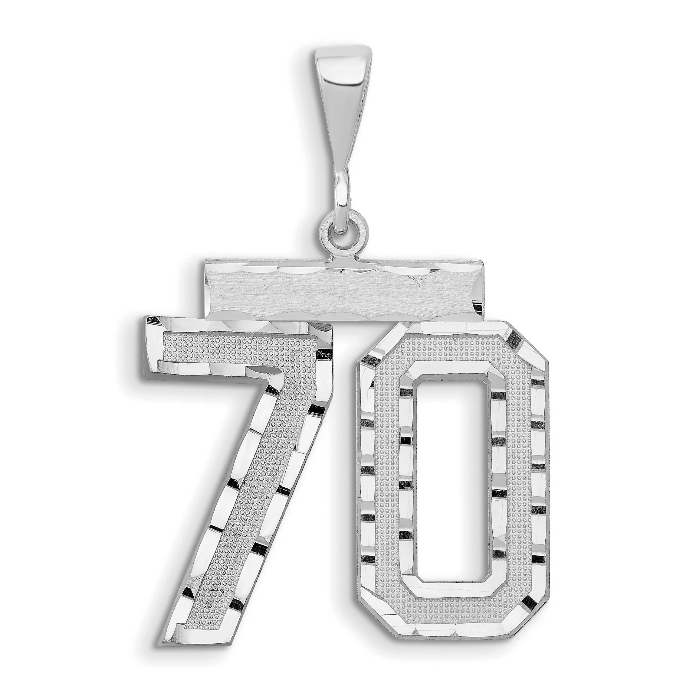 14kw Large Brushed Diamond-cut Number 70 Charm Main image