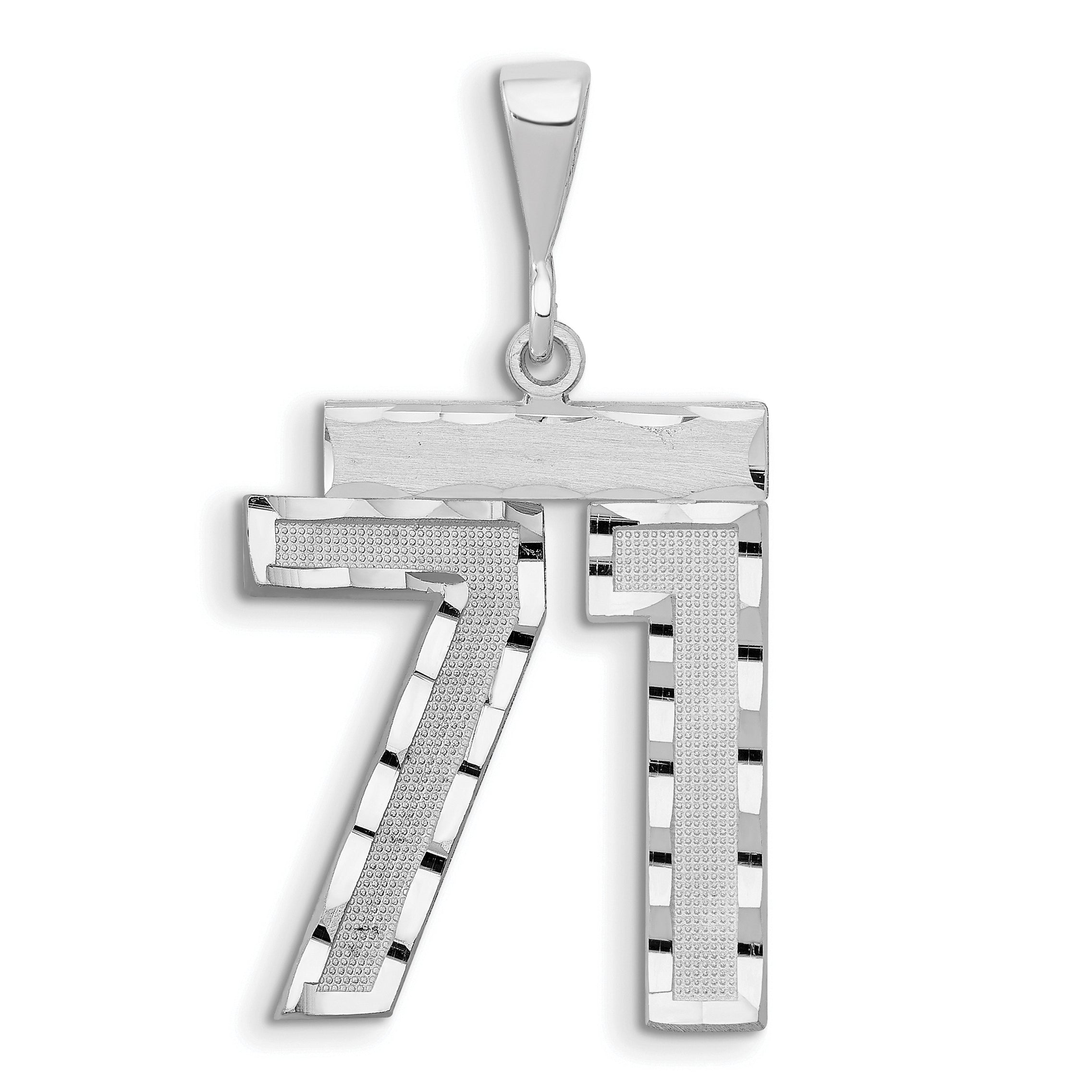 14kw Large Brushed Diamond-cut Number 71 Charm