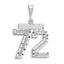 14kw Large Brushed Diamond-cut Number 72 Charm