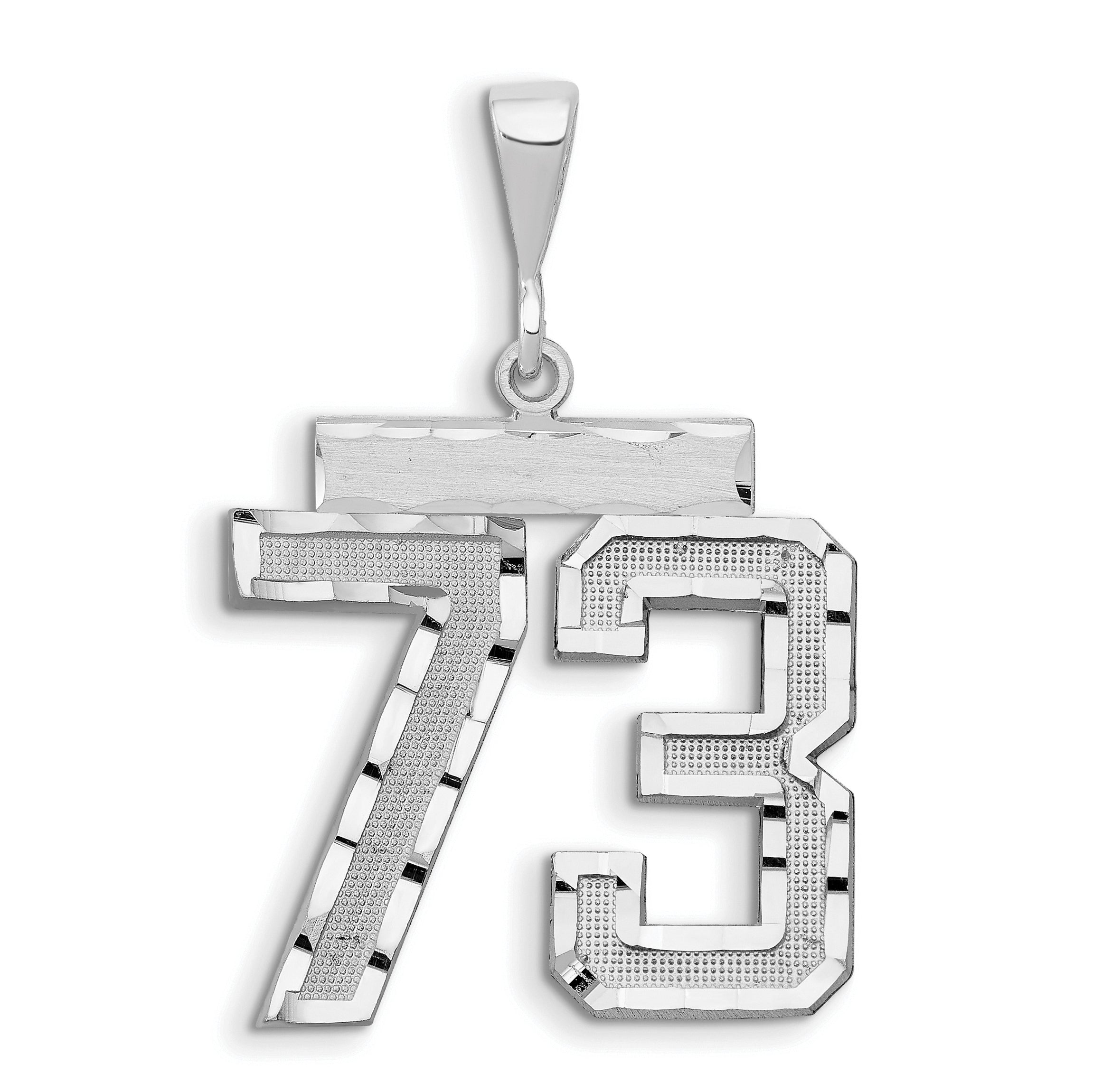 14kw Large Brushed Diamond-cut Number 73 Charm