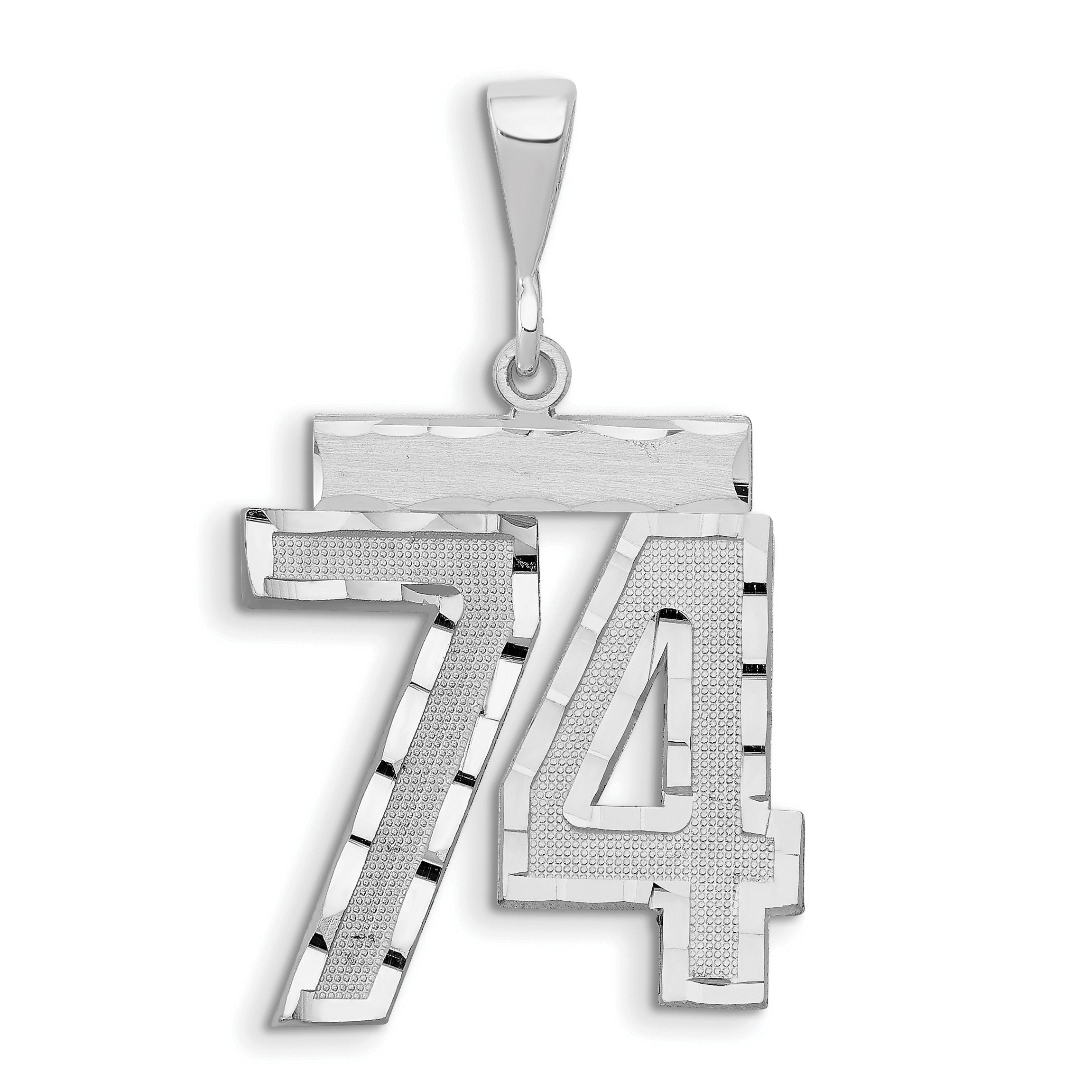 14kw Large Brushed Diamond-cut Number 74 Charm Main image
