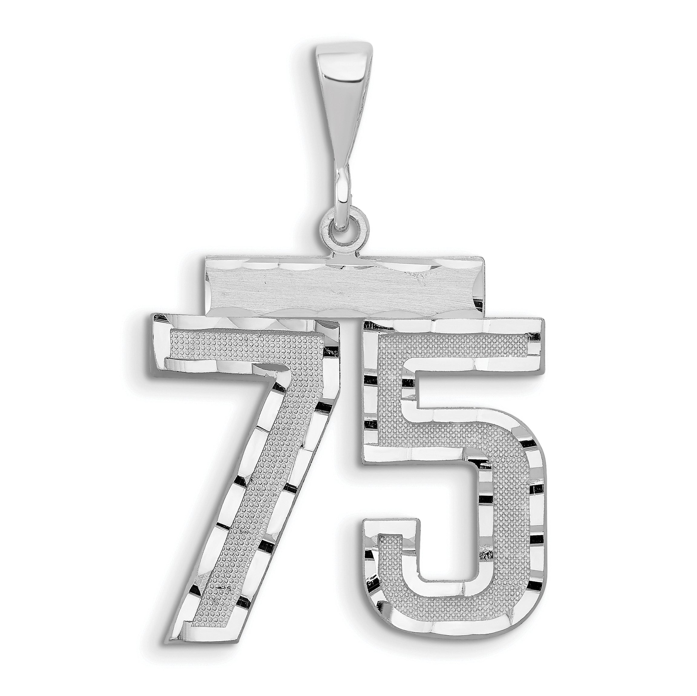 14kw Large Brushed Diamond-cut Number 75 Charm Main image
