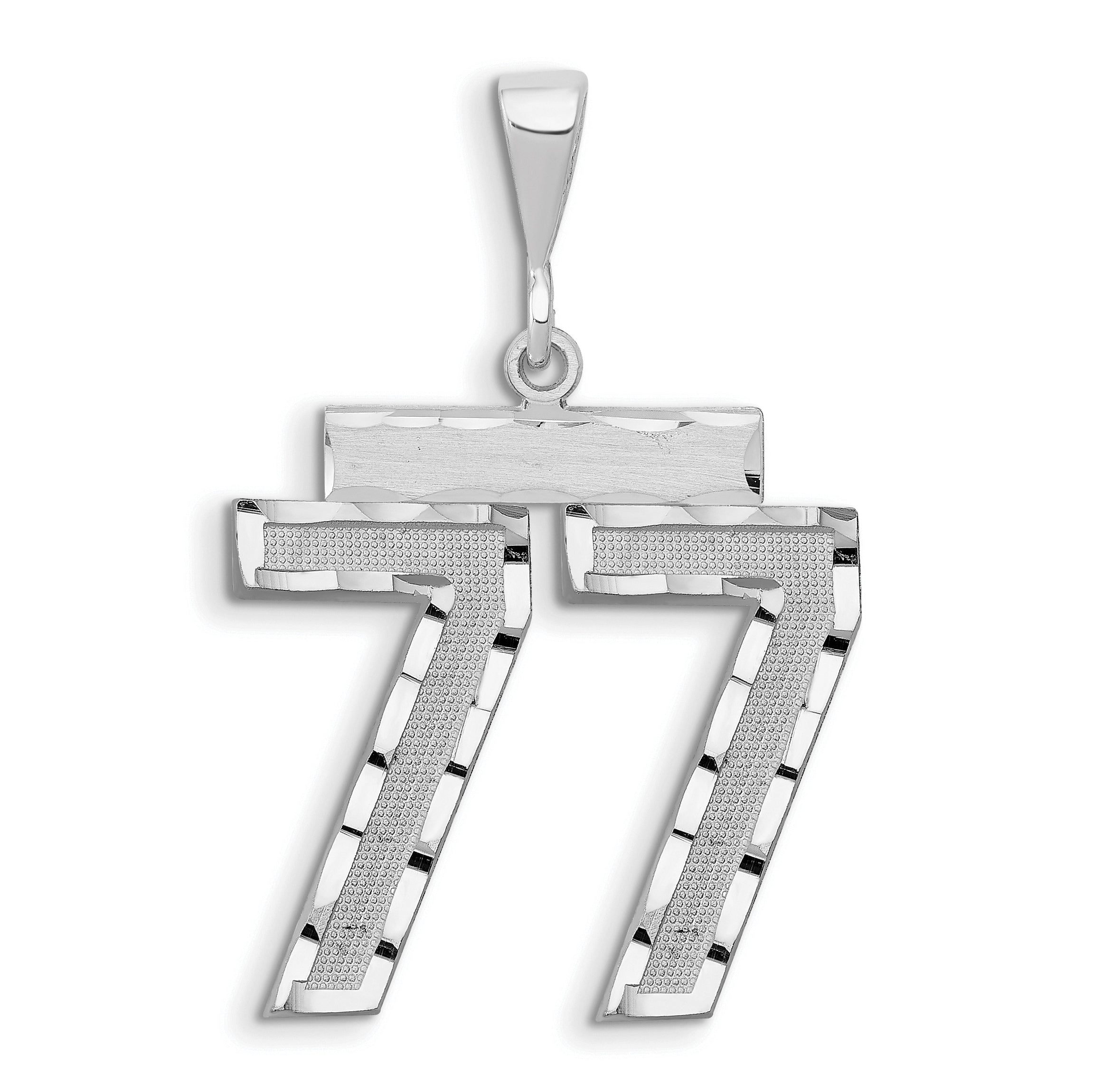 14kw Large Brushed Diamond-cut Number 77 Charm