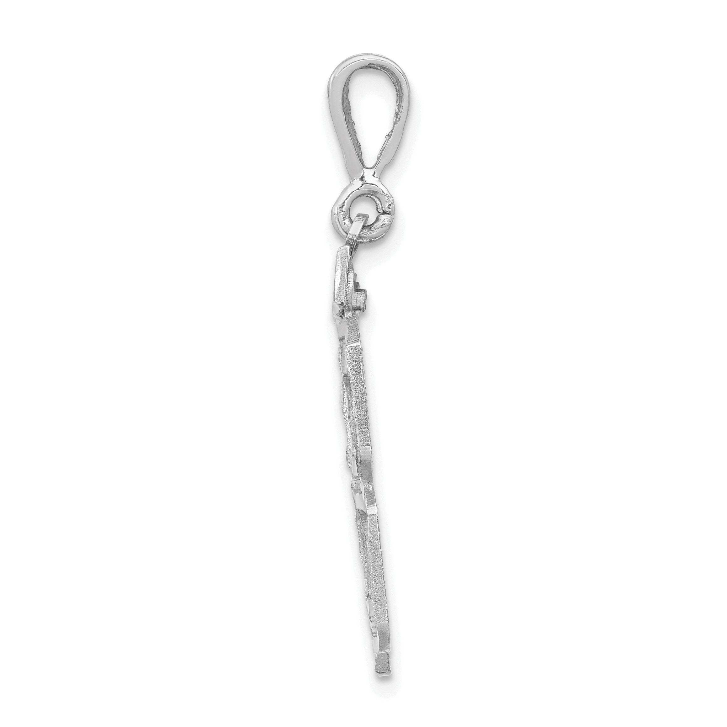 14K White Gold Large Diamond-cut Number 78 Charm