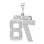 14K White Gold Large Diamond-cut Number 78 Charm