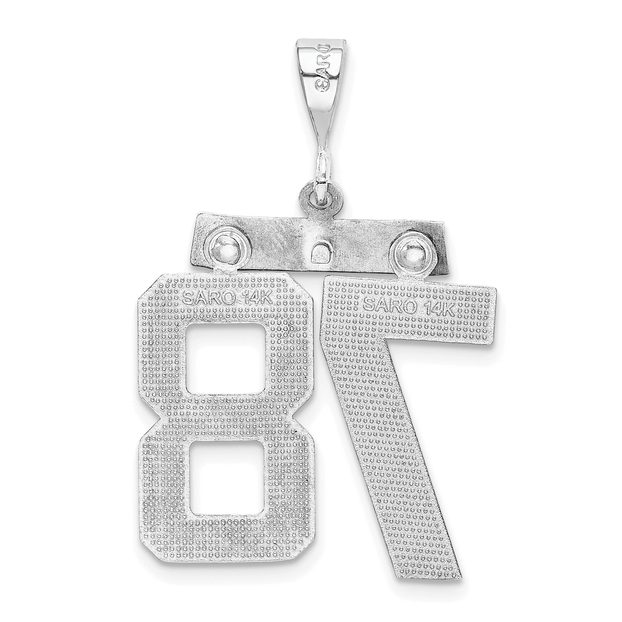 14K White Gold Large Diamond-cut Number 78 Charm