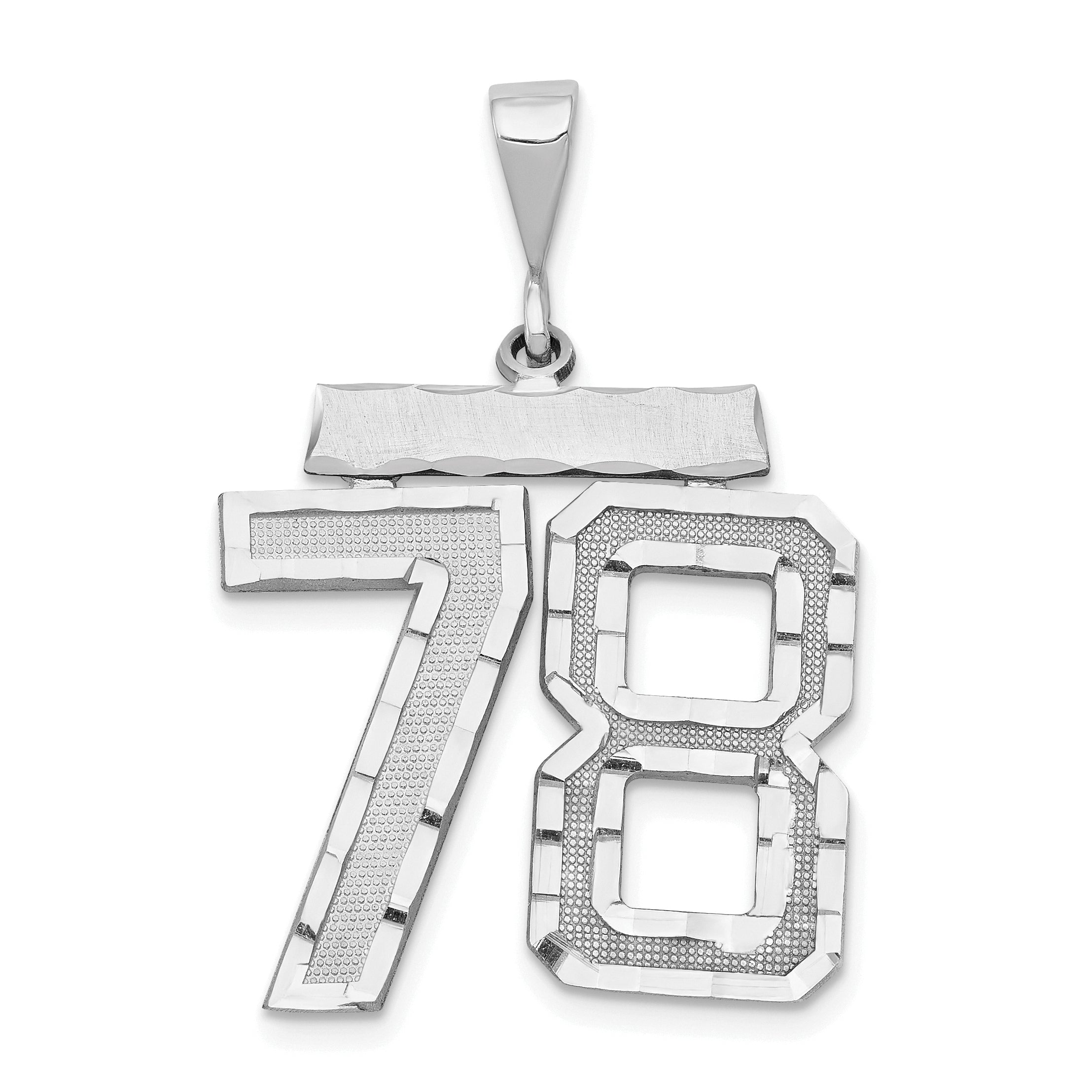 14kw Large Brushed Diamond-cut Number 78 Charm Main image