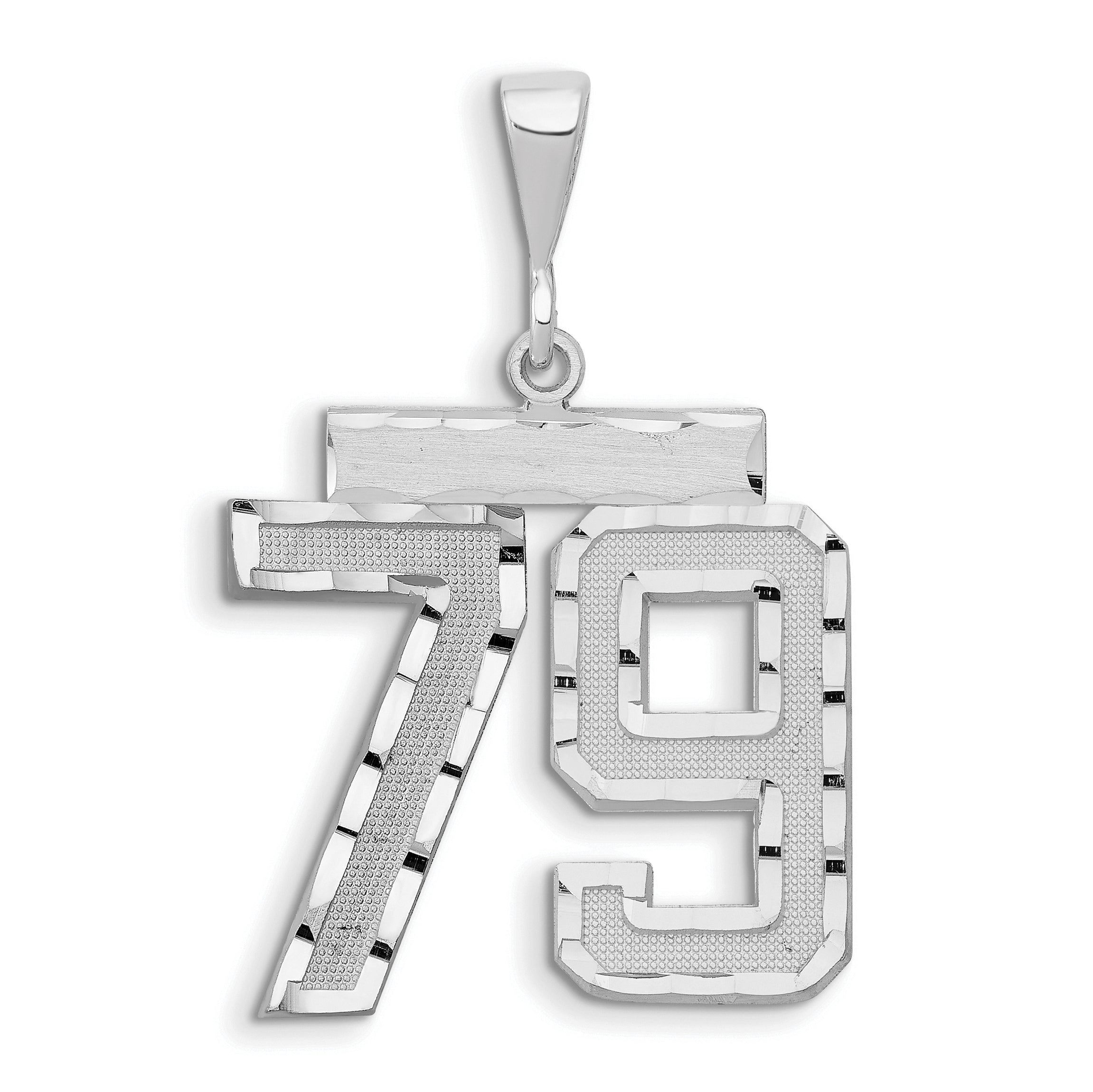 14kw Large Brushed Diamond-cut Number 79 Charm Main image