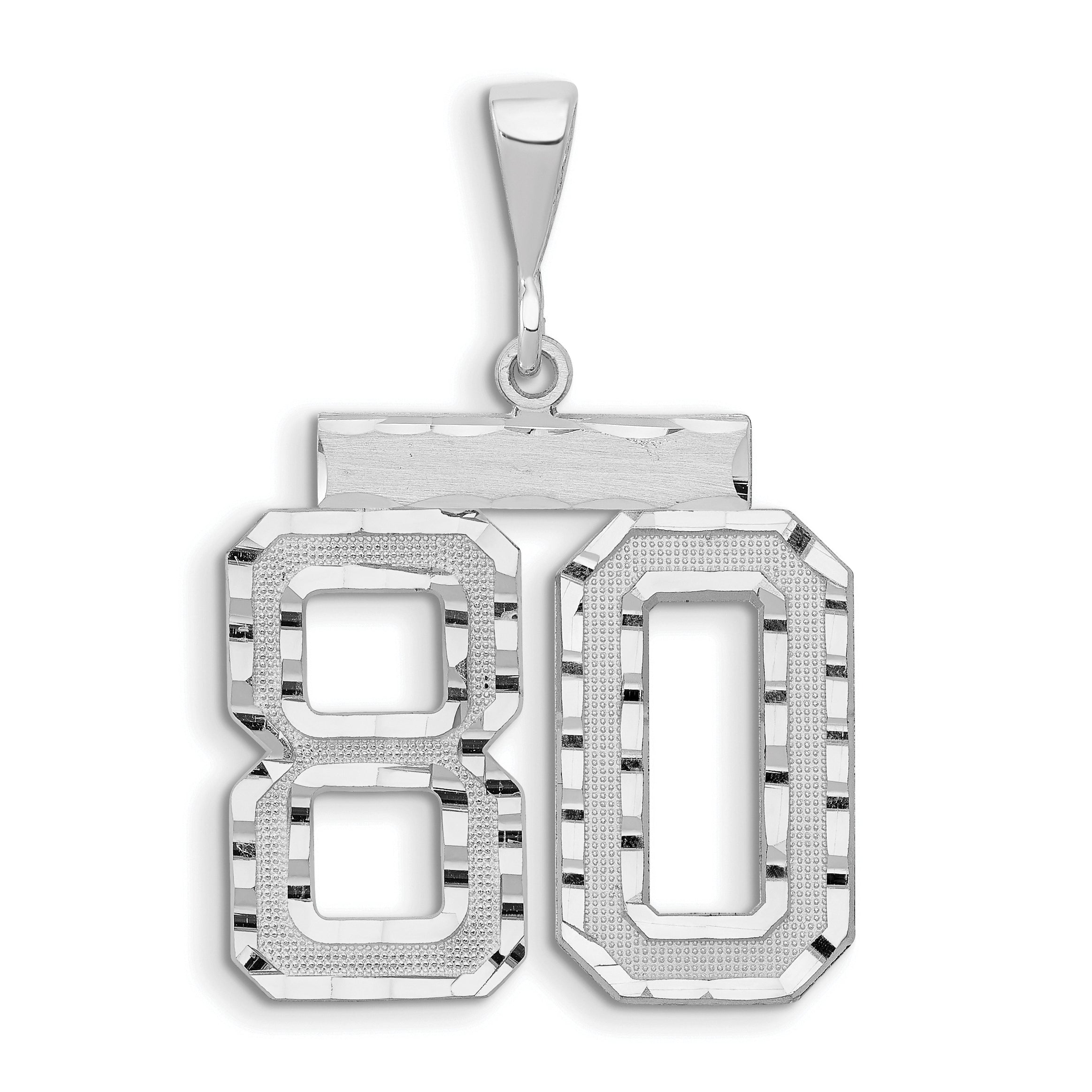 14kw Large Brushed Diamond-cut Number 80 Charm Main image