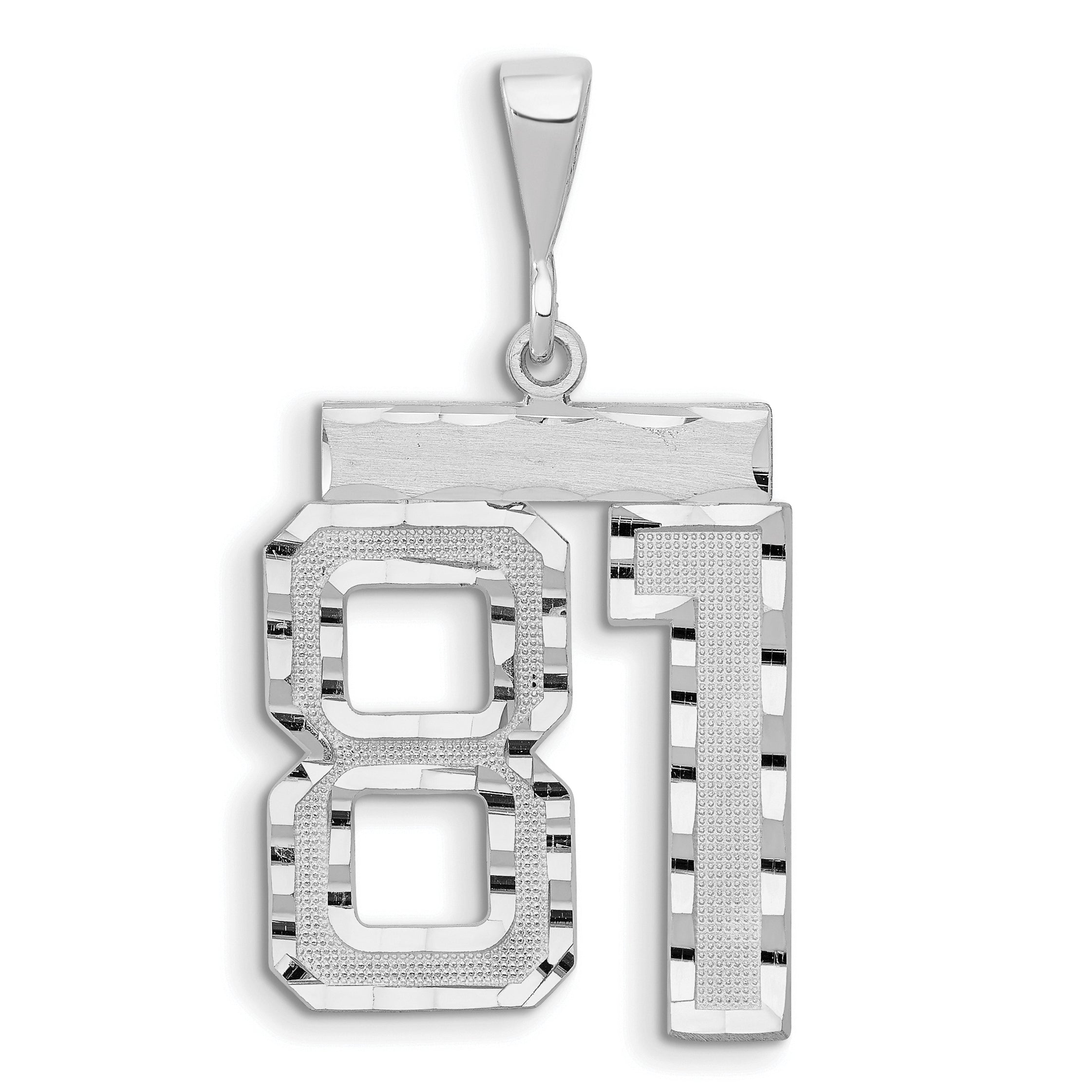 14kw Large Brushed Diamond-cut Number 81 Charm Main image