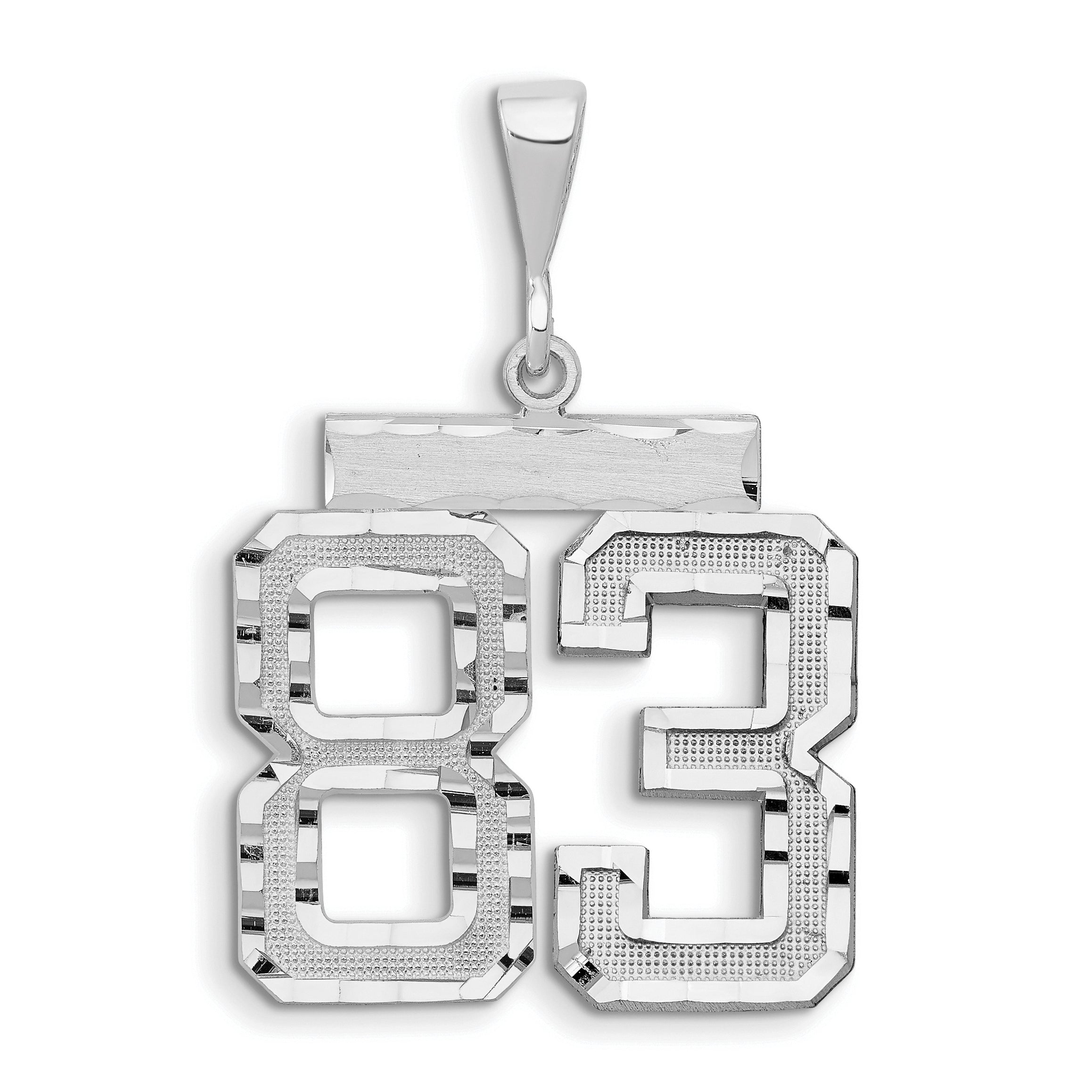 14kw Large Brushed Diamond-cut Number 83 Charm Main image