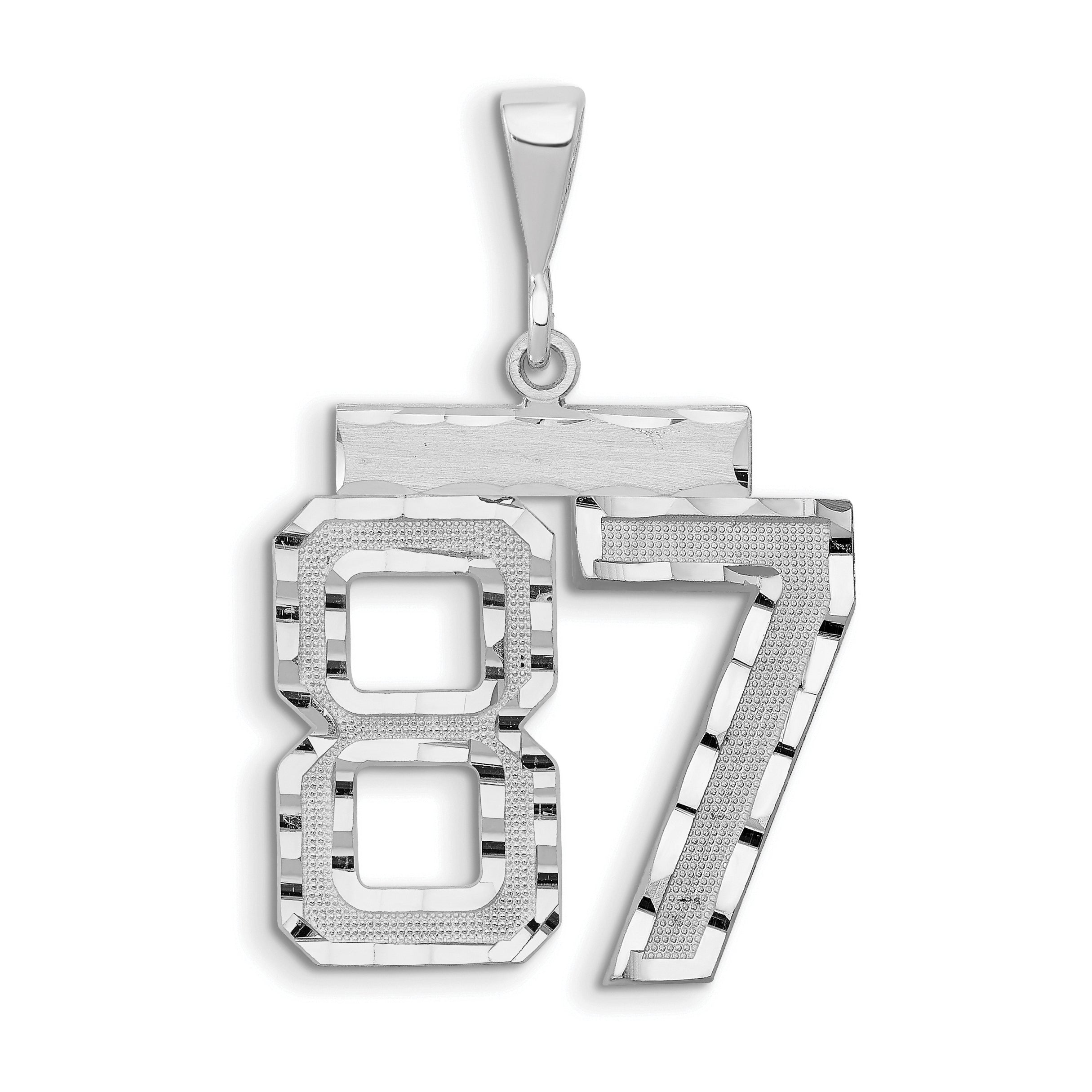 14kw Large Brushed Diamond-cut Number 87 Charm Main image