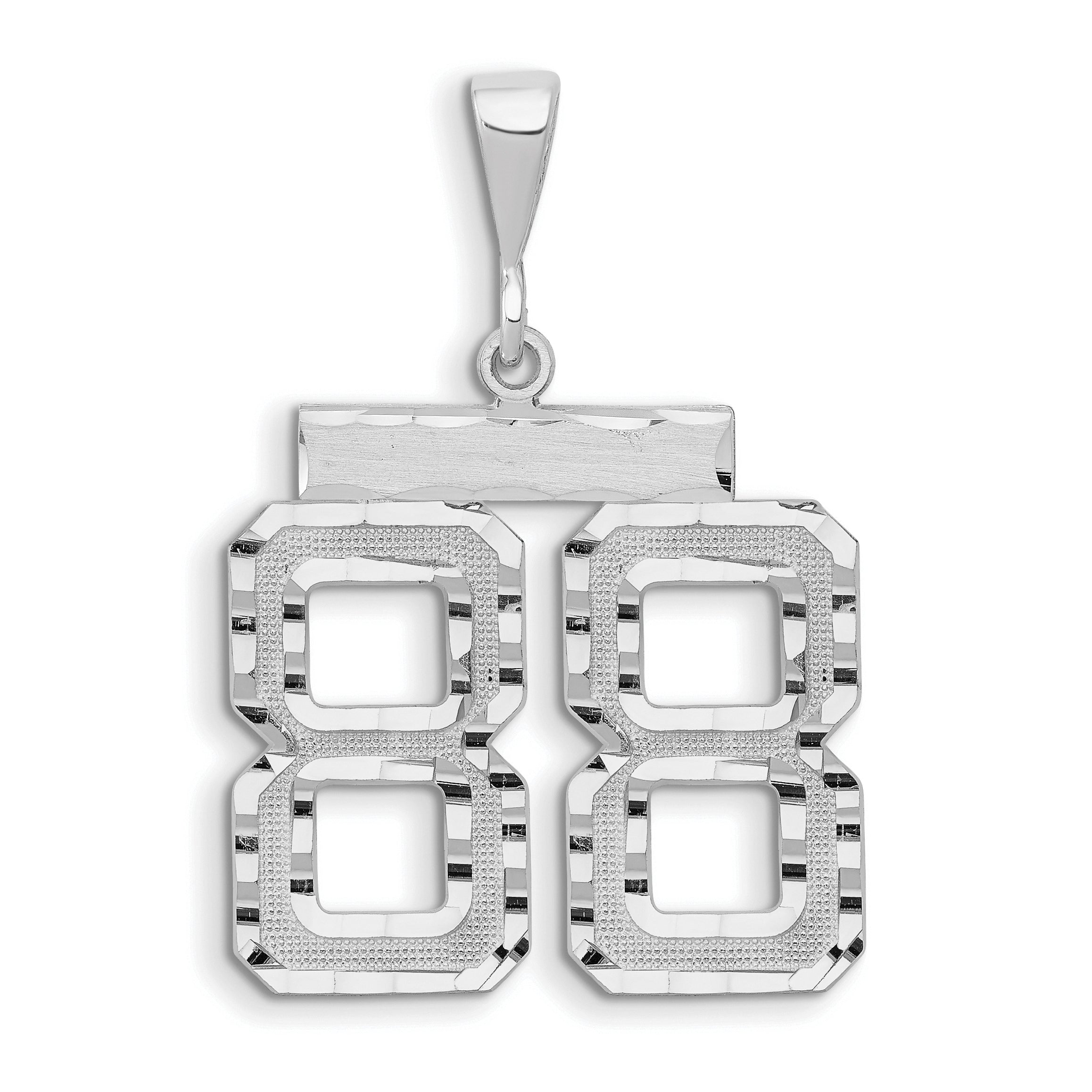 14kw Large Brushed Diamond-cut Number 88 Charm Main image